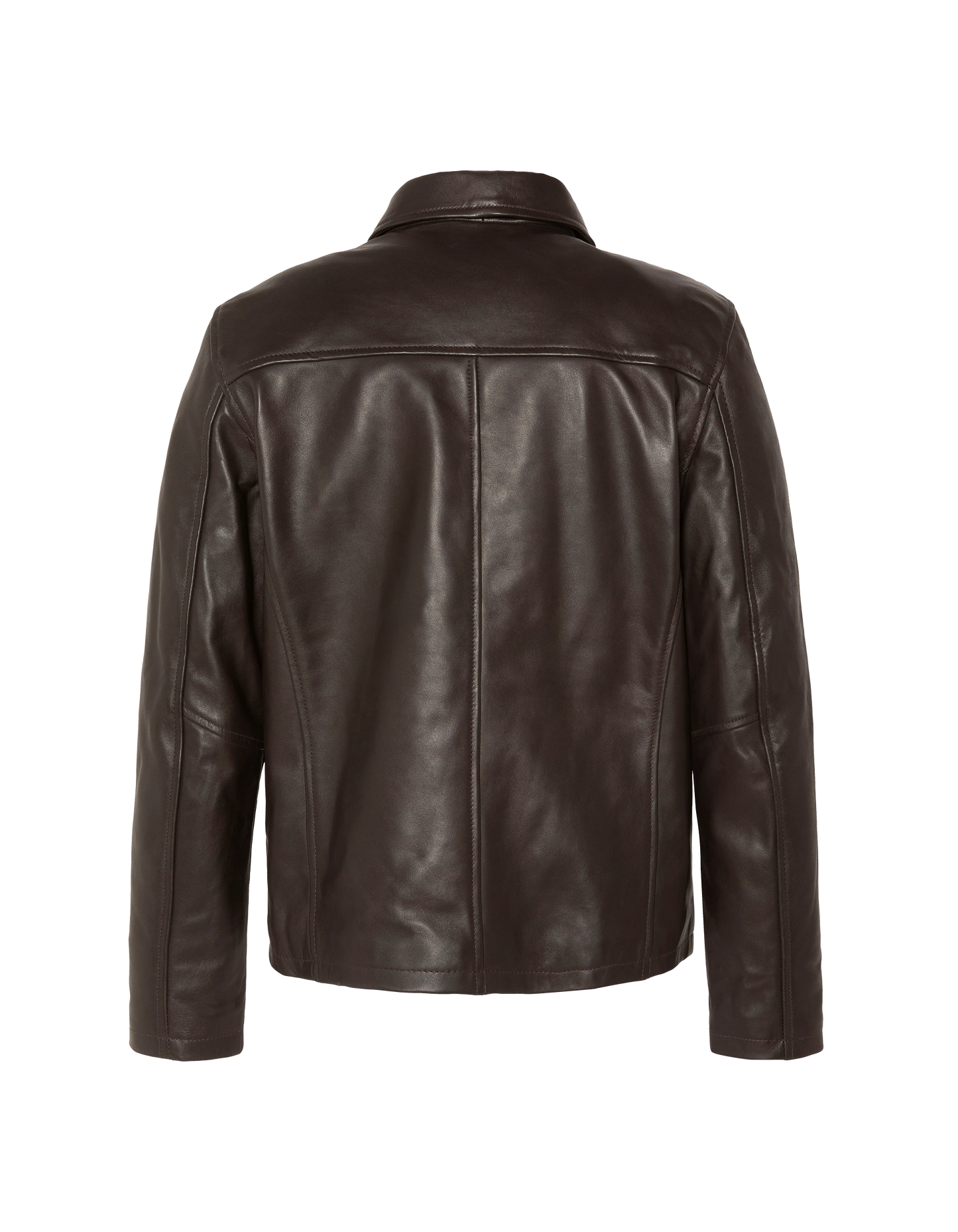 Blouson casual marron, cuir d'agneau