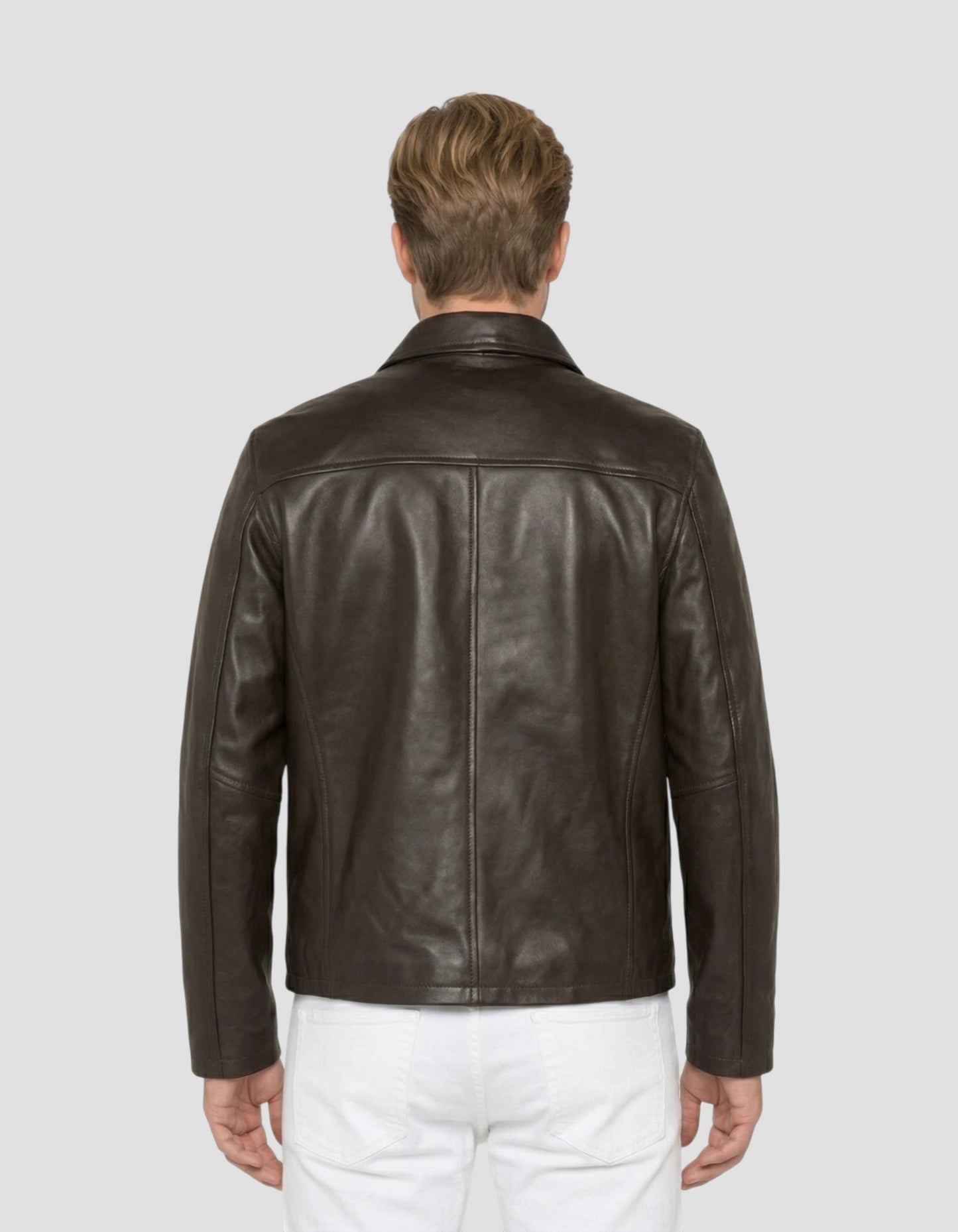 Brown casual jacket, lambskin leather
