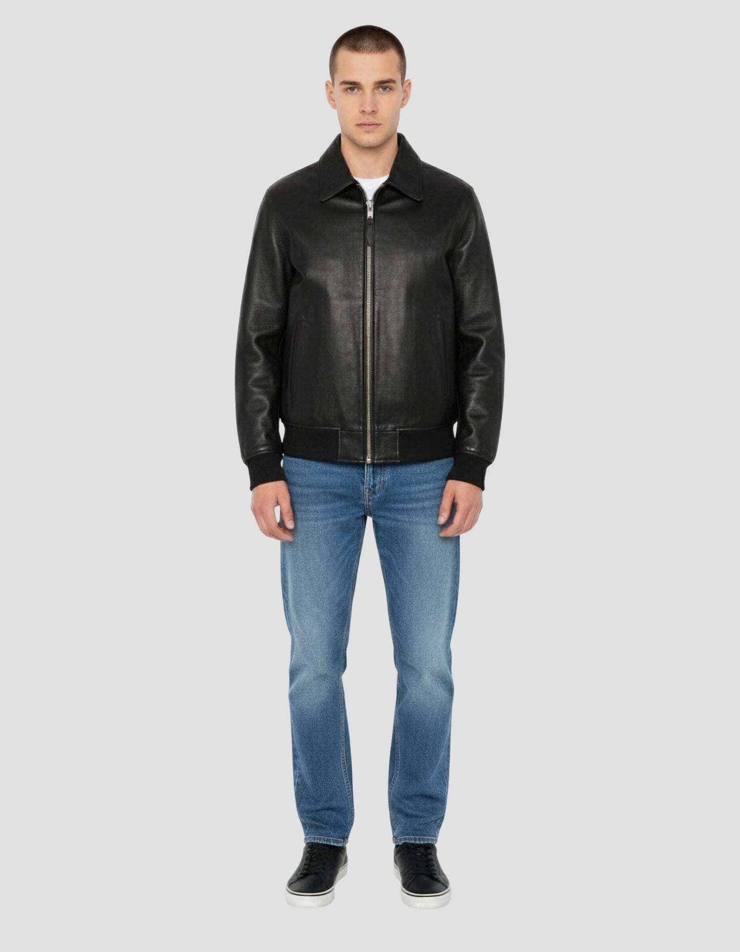 Giacca casual nera, pelle di agnello