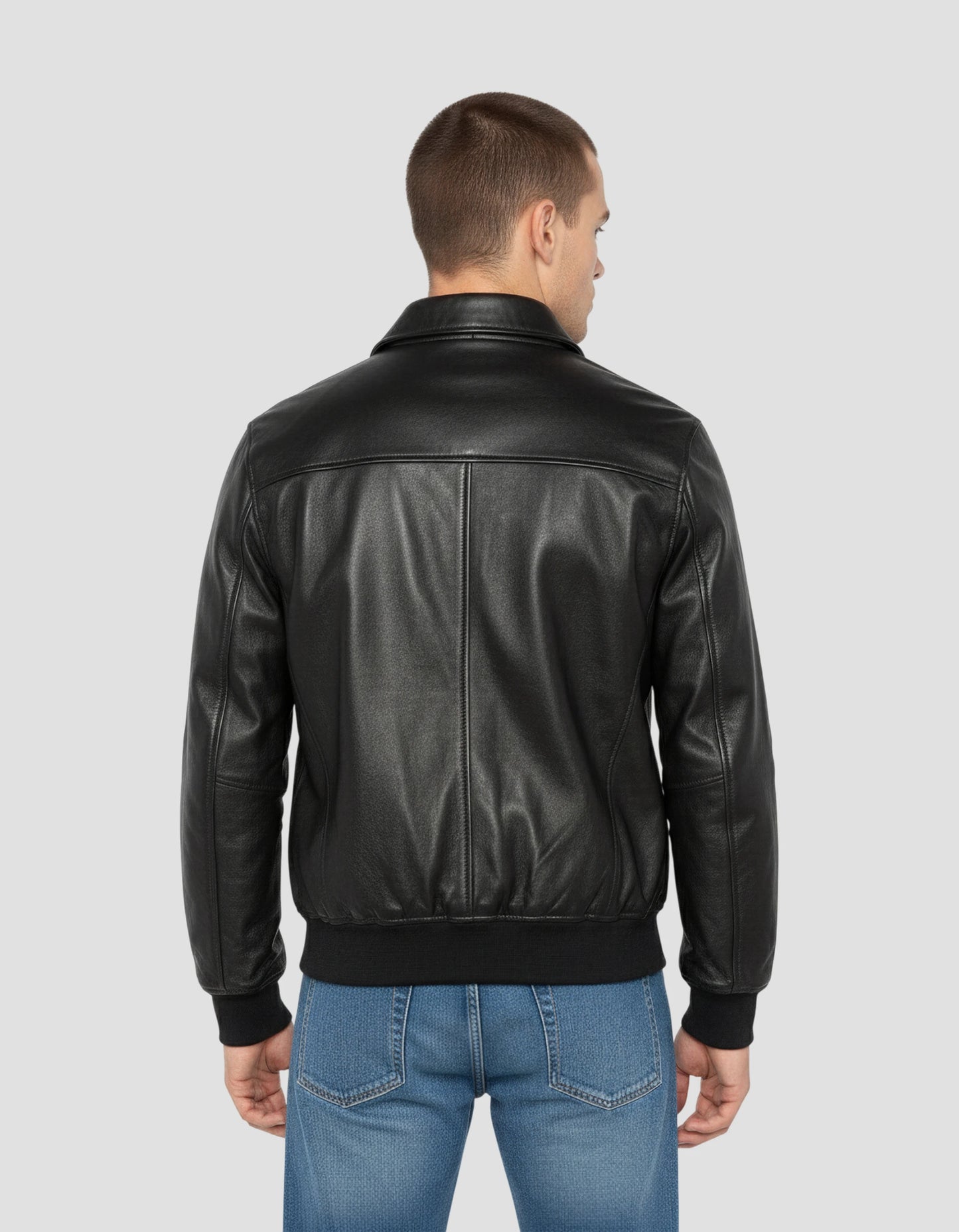 Giacca casual nera, pelle di agnello