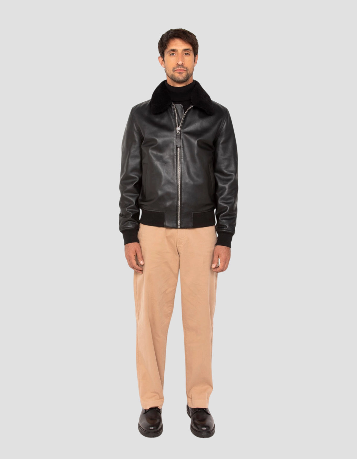 Black casual jacket, lambskin leather-1