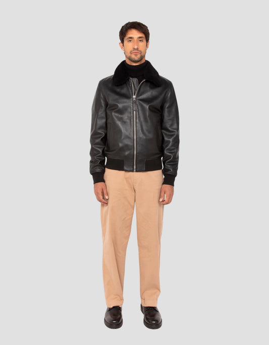 Black casual jacket, lambskin leather