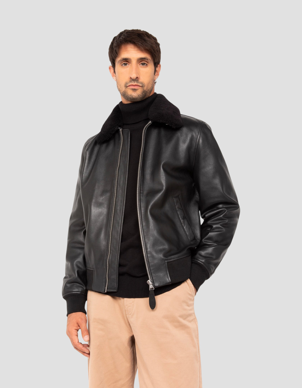 Black casual jacket, lambskin leather-4