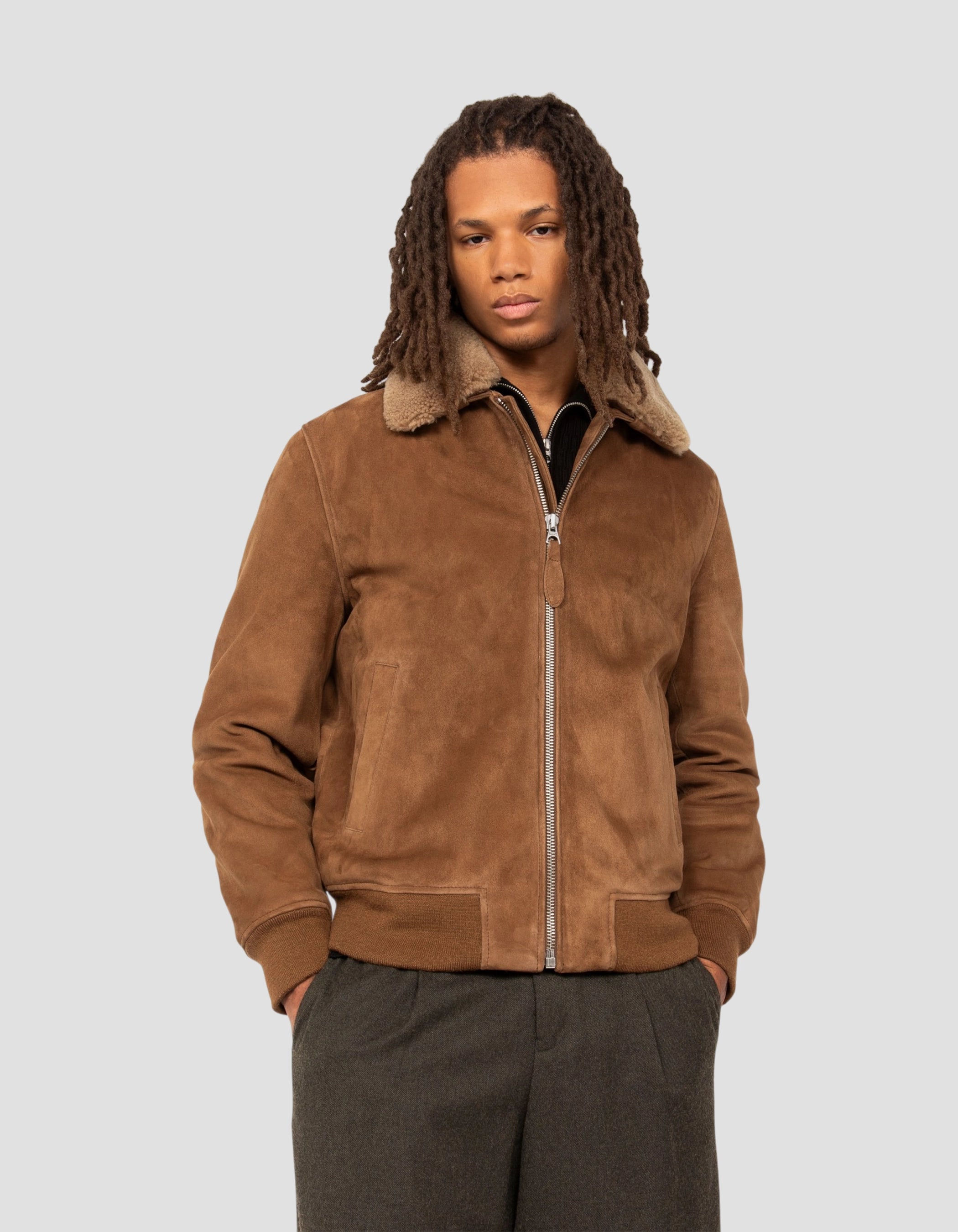 Casual rust jacket, goat suede-4