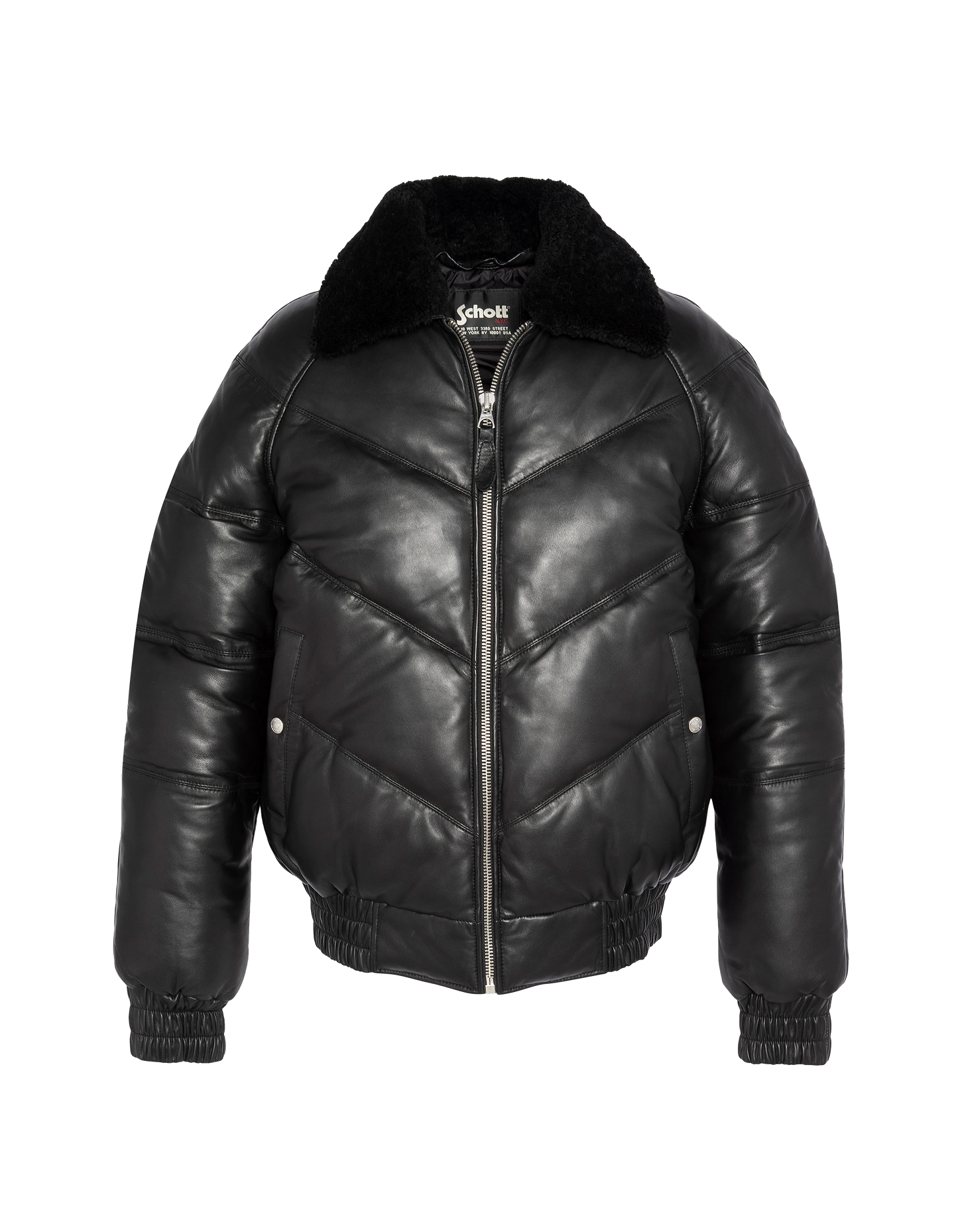 Black streetwear retro down jacket, cowhide leather