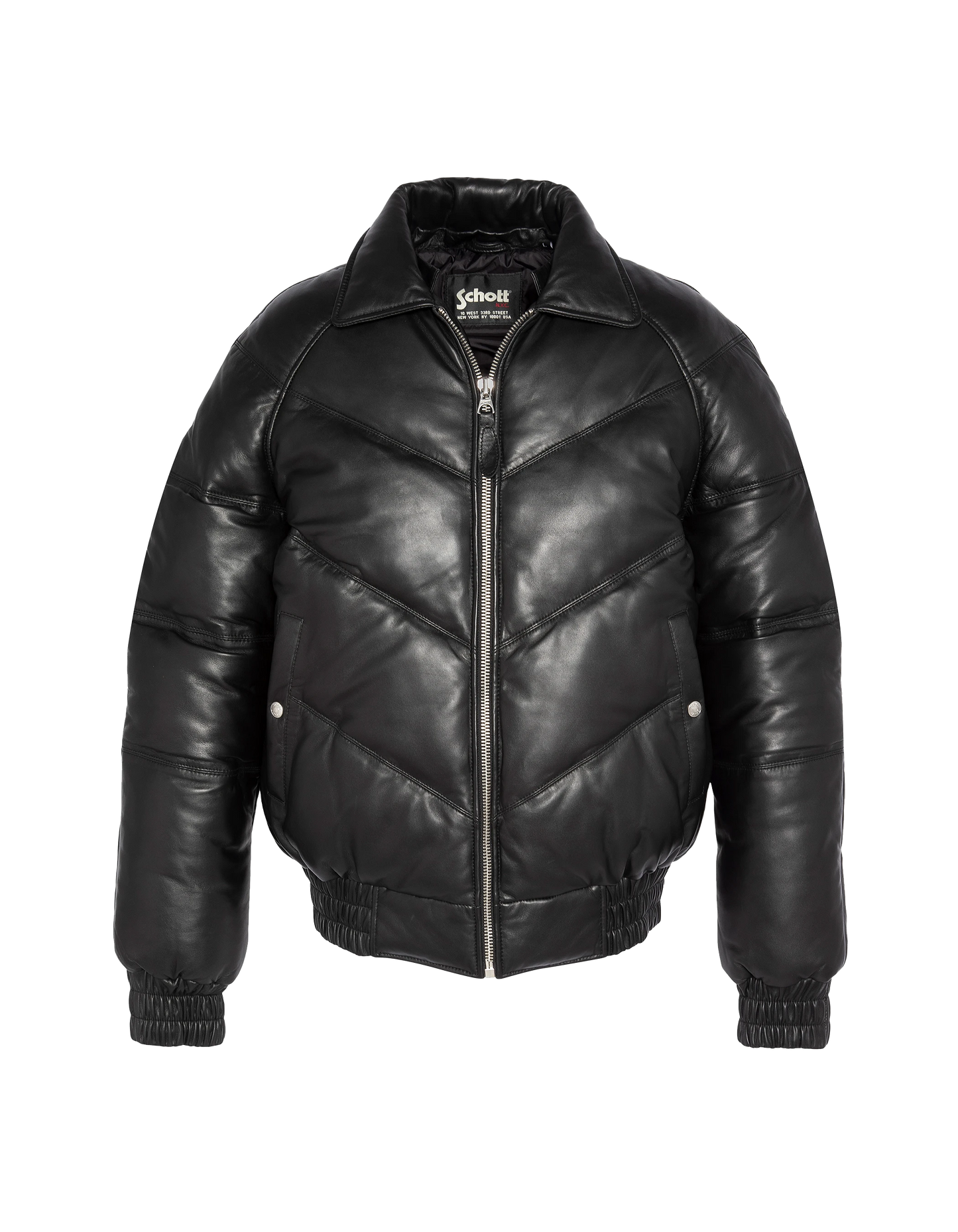 Black streetwear retro down jacket, cowhide leather
