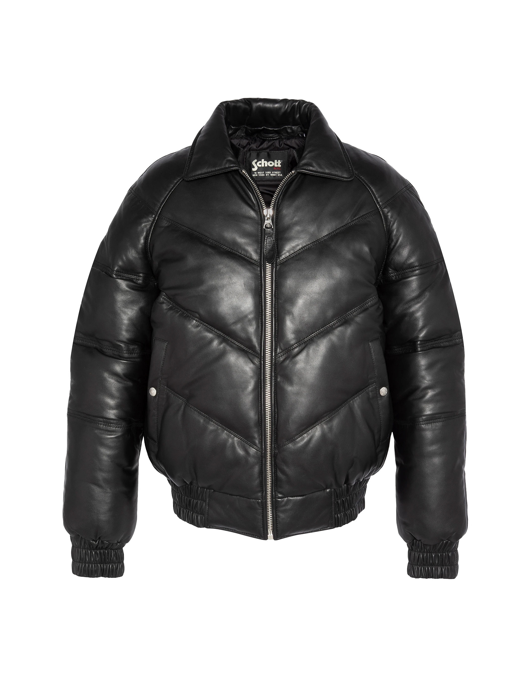 Black streetwear retro down jacket, cowhide leather-3