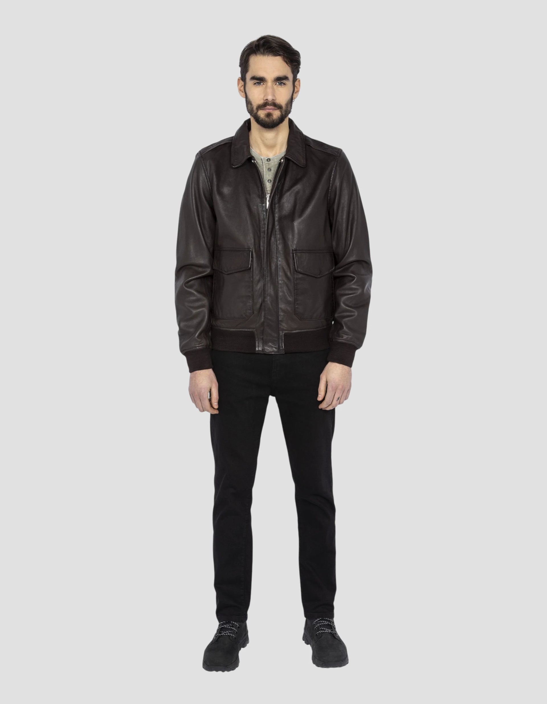 Brown pilot jacket, Lamb leather - LCFLIGHTWX | Schott NYC®
