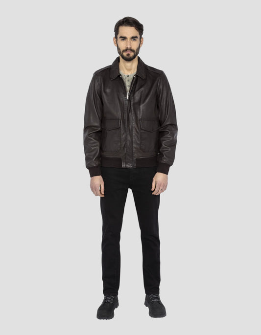 Brown aviator jacket, Lamb leather - LCAVIATOR | Schott NYC®