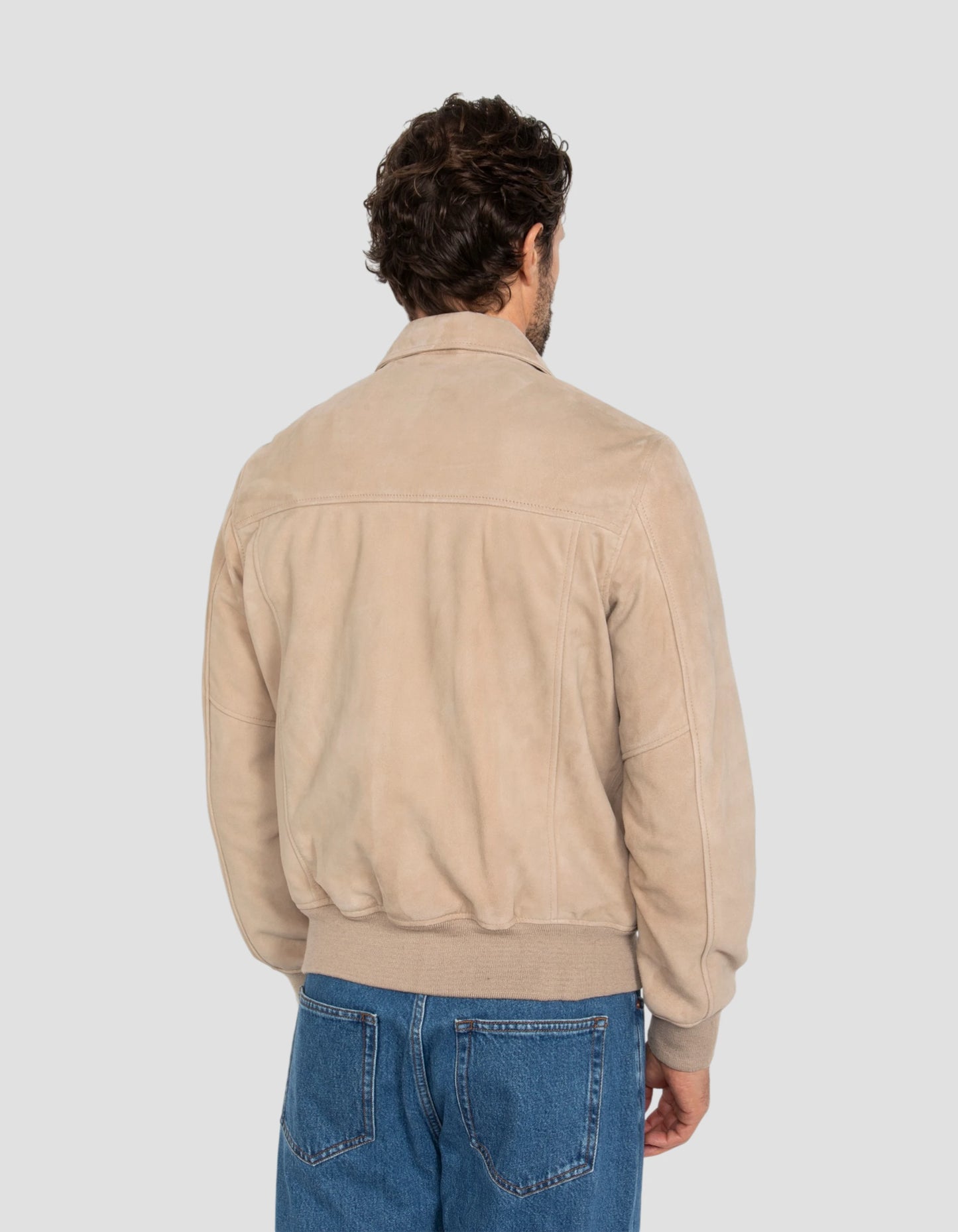 Beige casual jacket, goat suede
