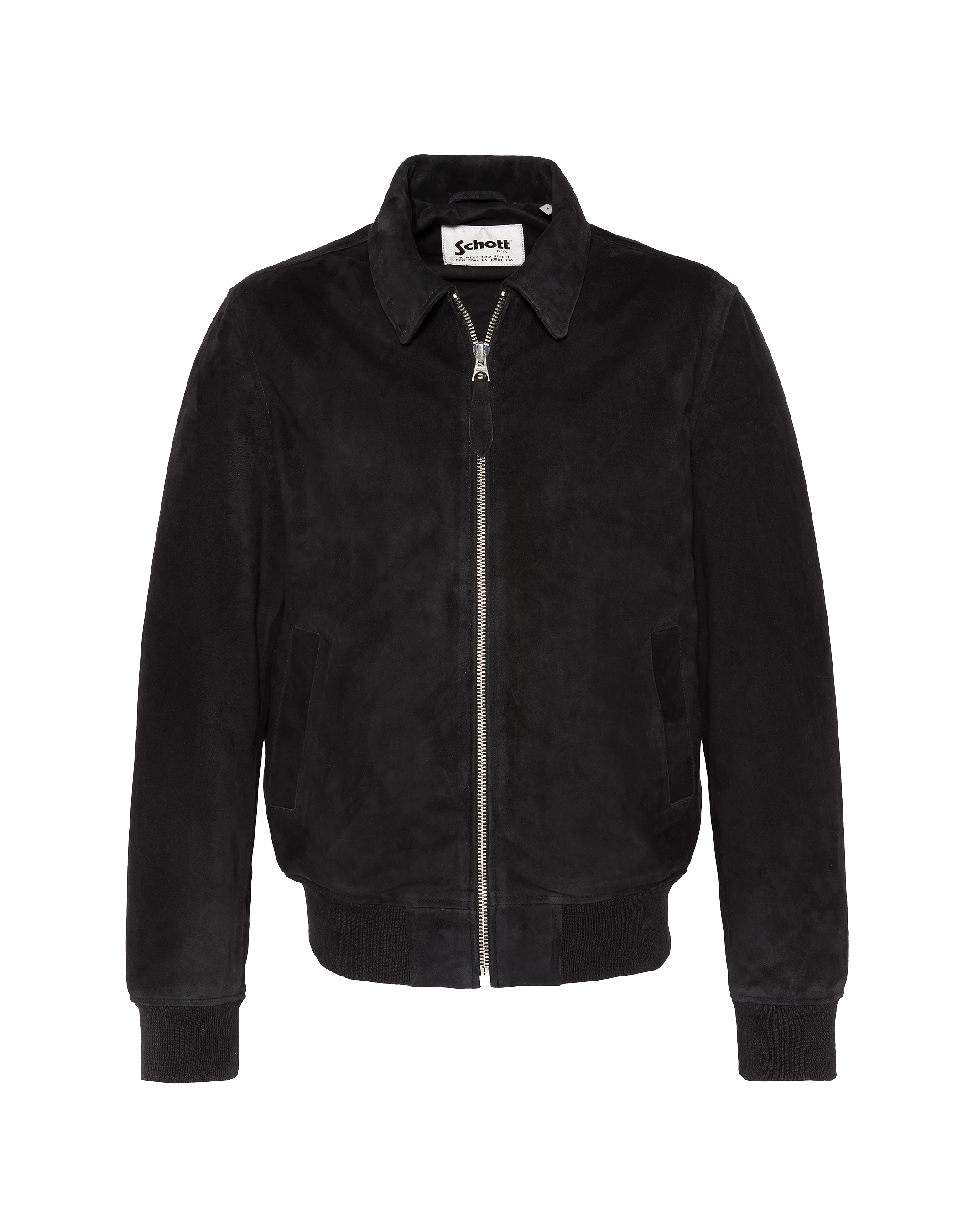 Blouson casual noir, chèvre velours-1