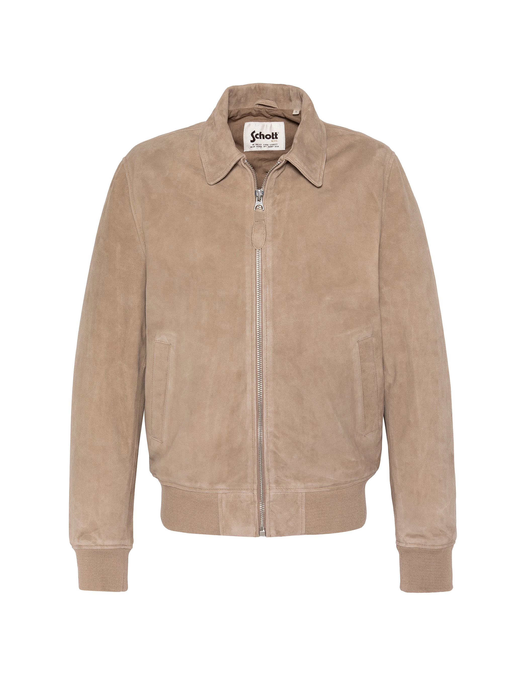 Blouson casual beige foncé, chèvre velours-1