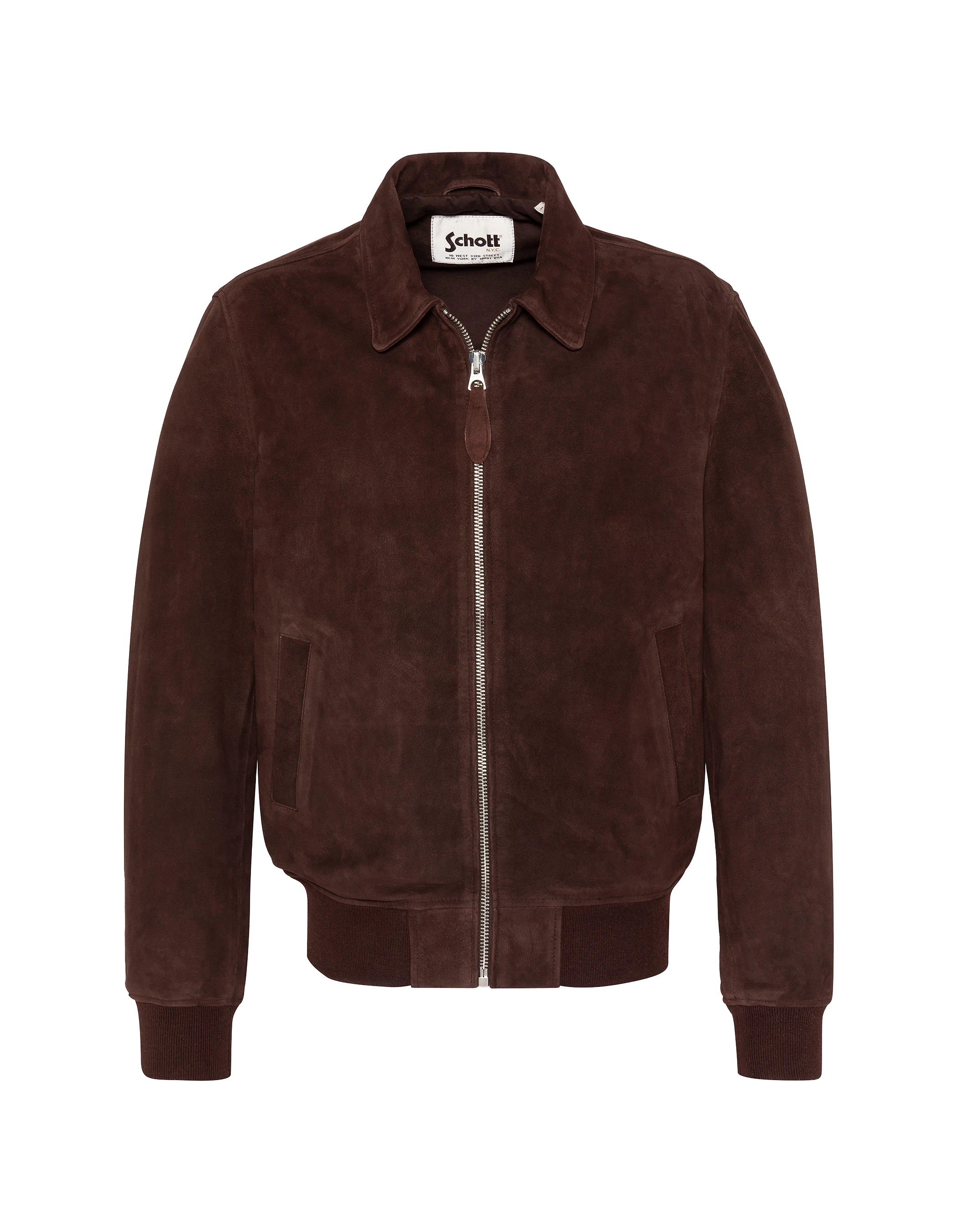 Blouson casual marron foncé, chèvre velours-1