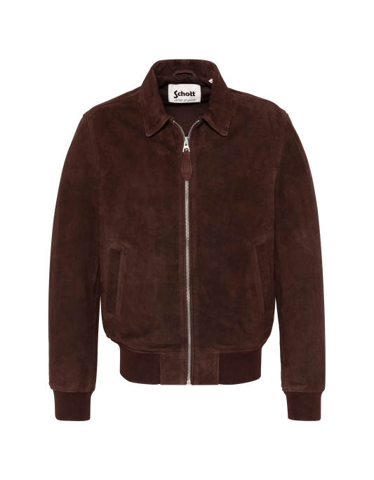 Blouson casual marron foncé, chèvre velours
