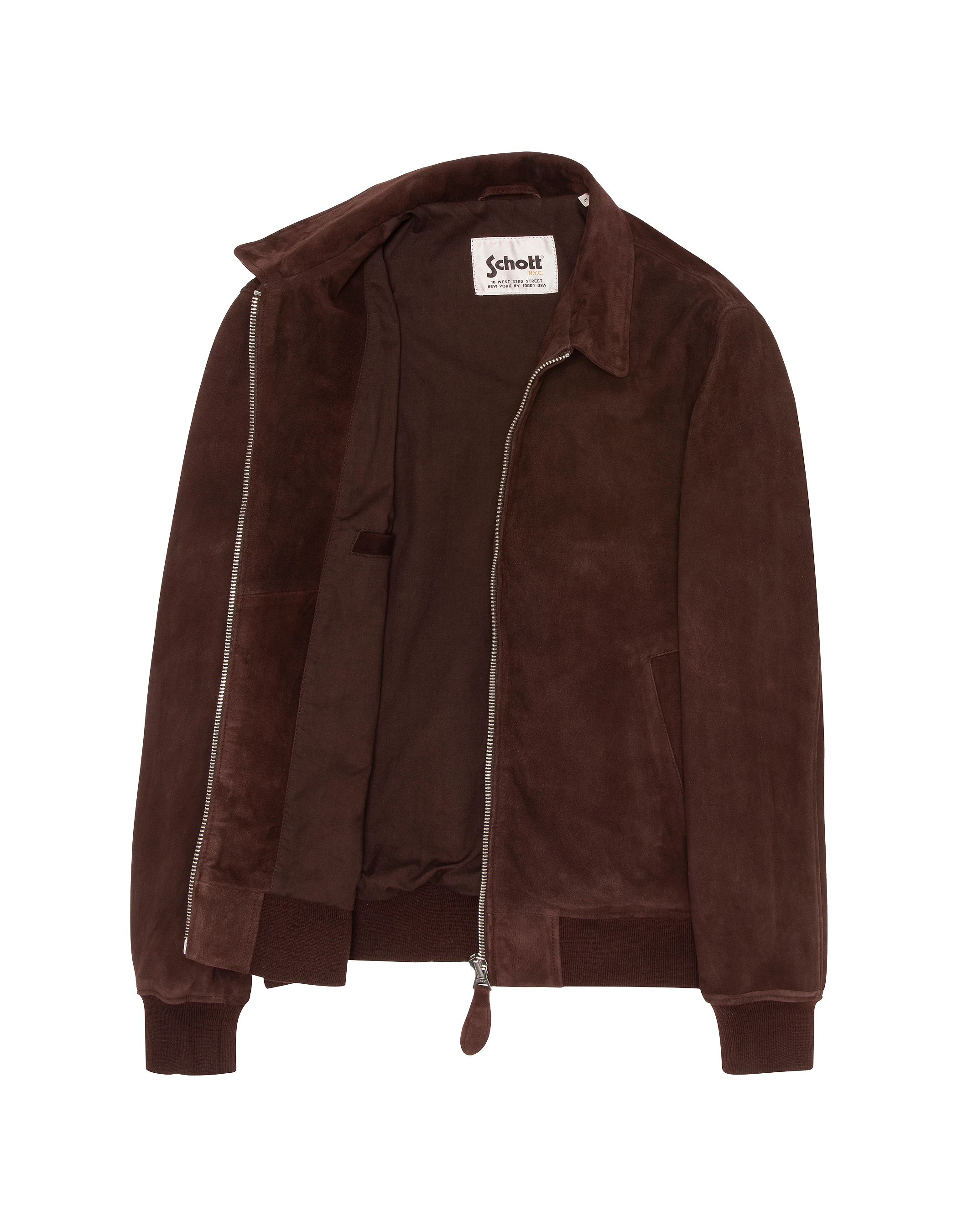 Blouson casual marron foncé, chèvre velours-3