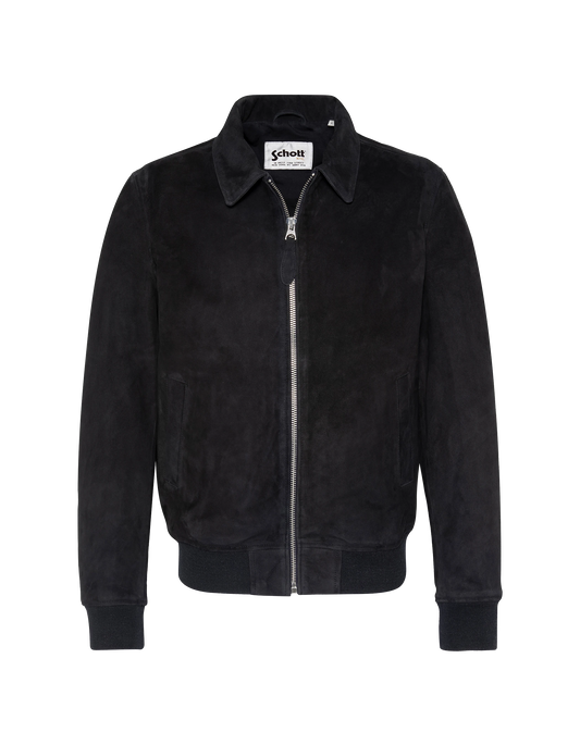 Chaqueta casual azul marino, ante de cabra.