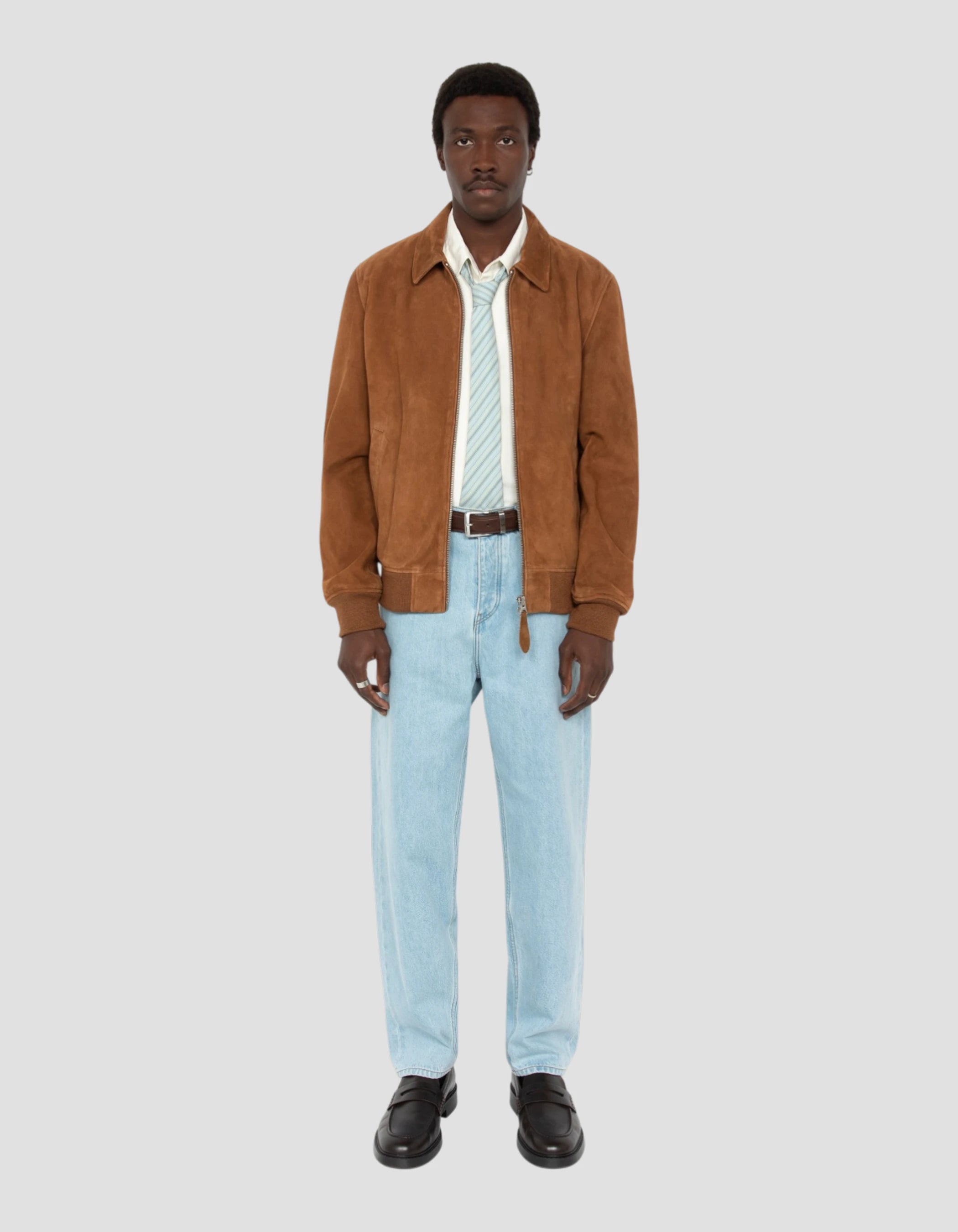 Blouson casual rouille, chèvre velours-1