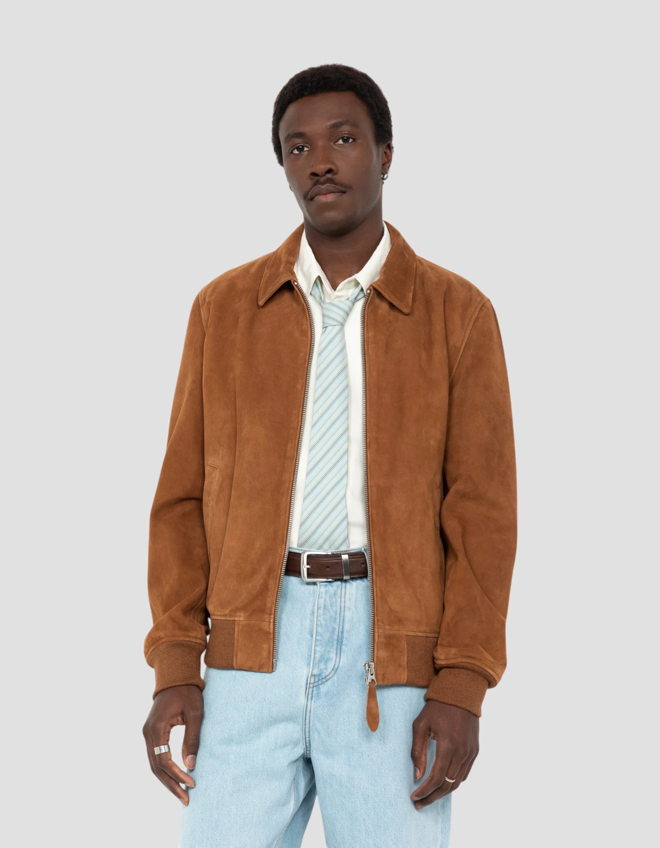 Blouson casual rouille, chèvre velours-3