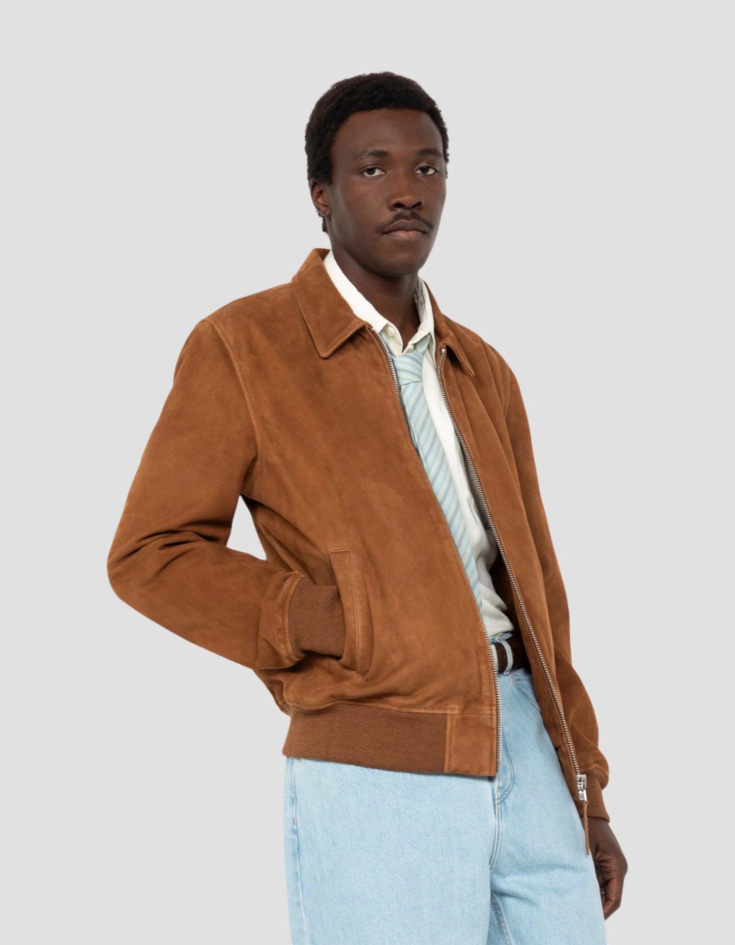 Blouson casual rouille, chèvre velours