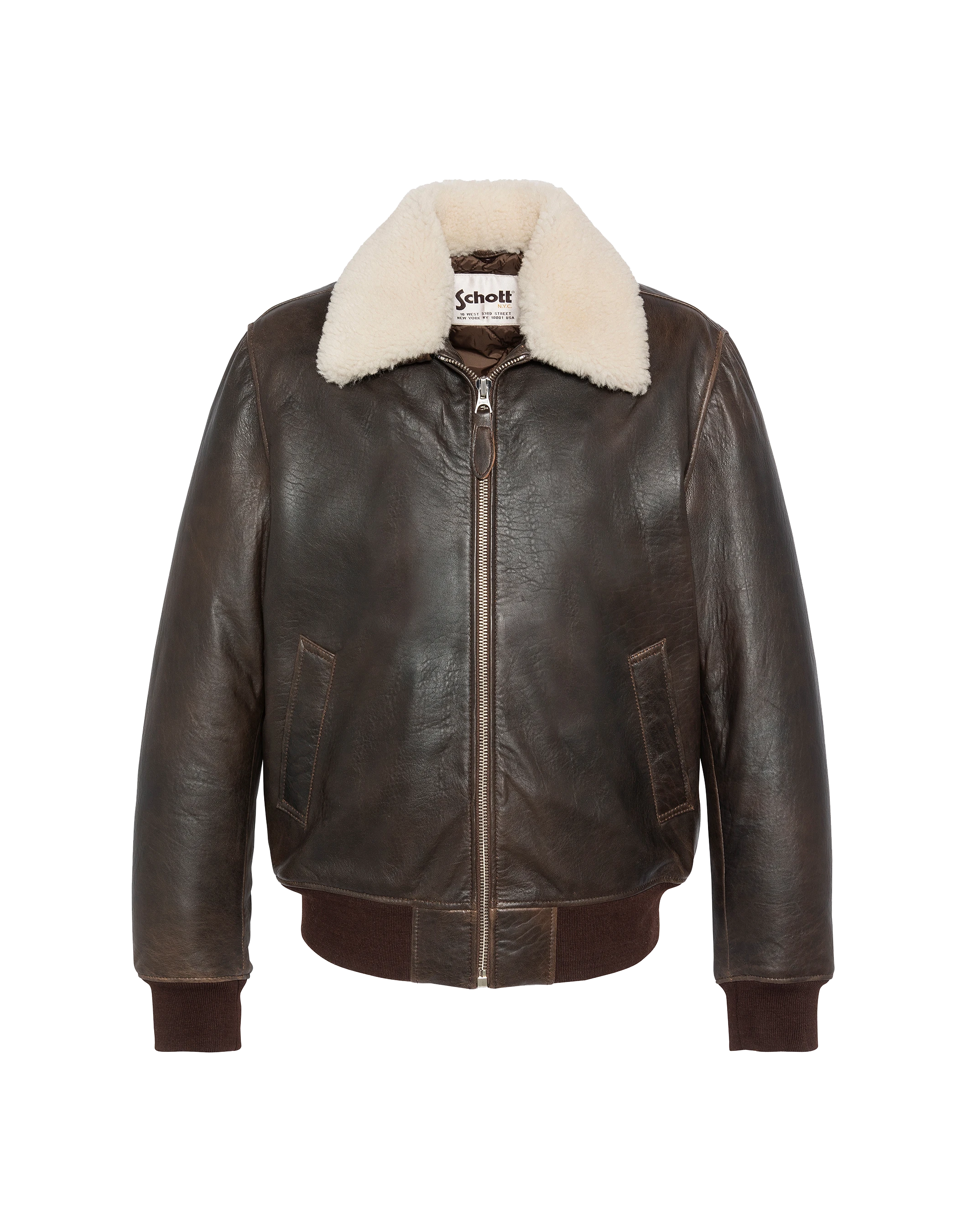 Chaqueta marrón aviadora, cuero de cordero-2