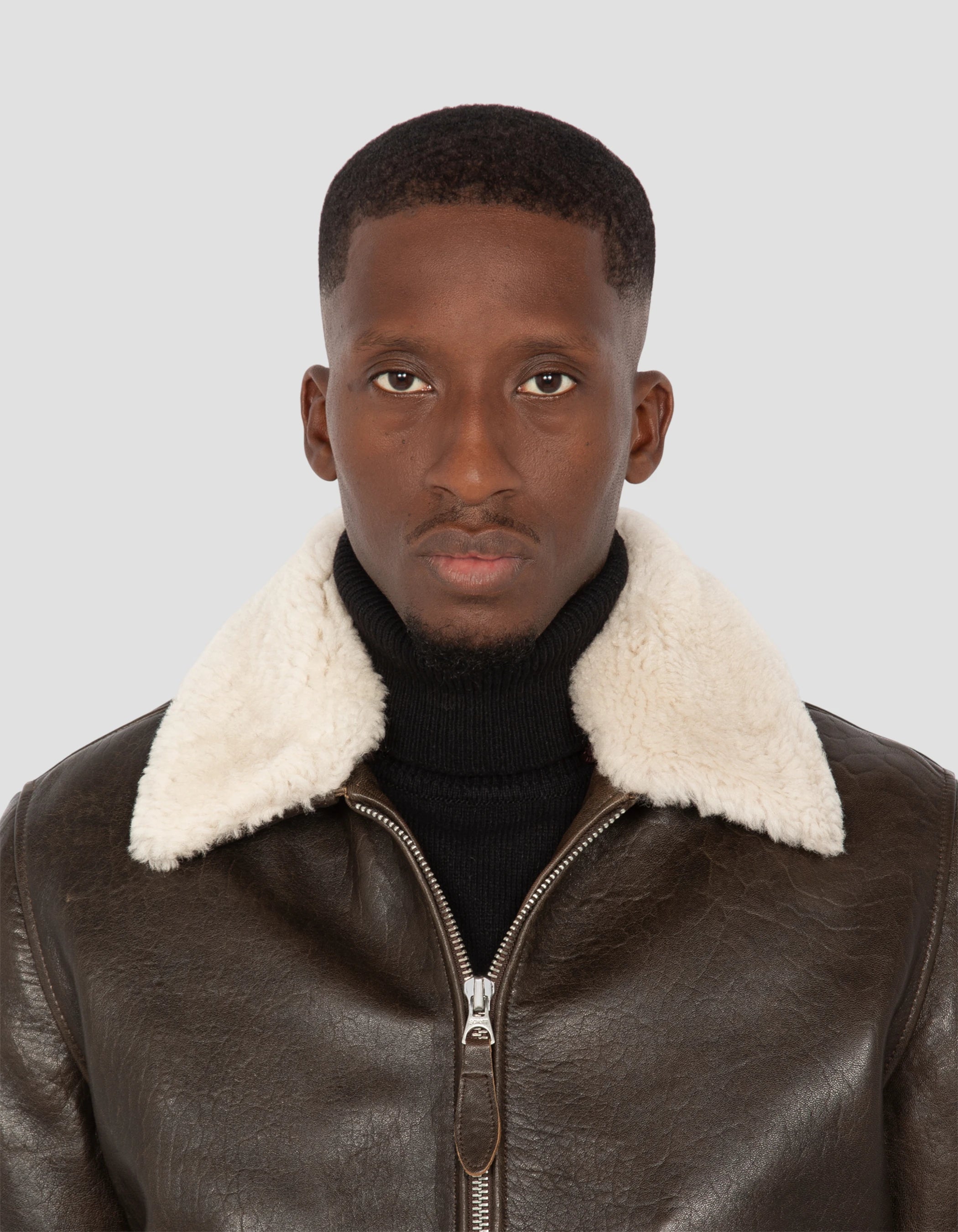 Chaqueta marrón aviadora, cuero de cordero-5