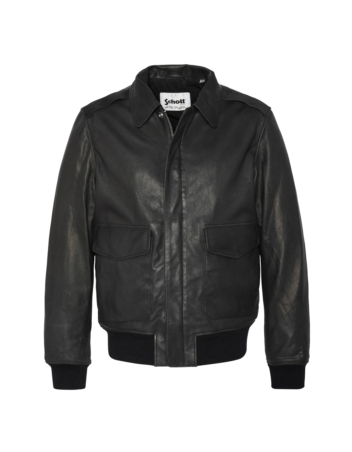 Black A -2 pilot jacket, goat leather - lcflyvint | Schott NYC®