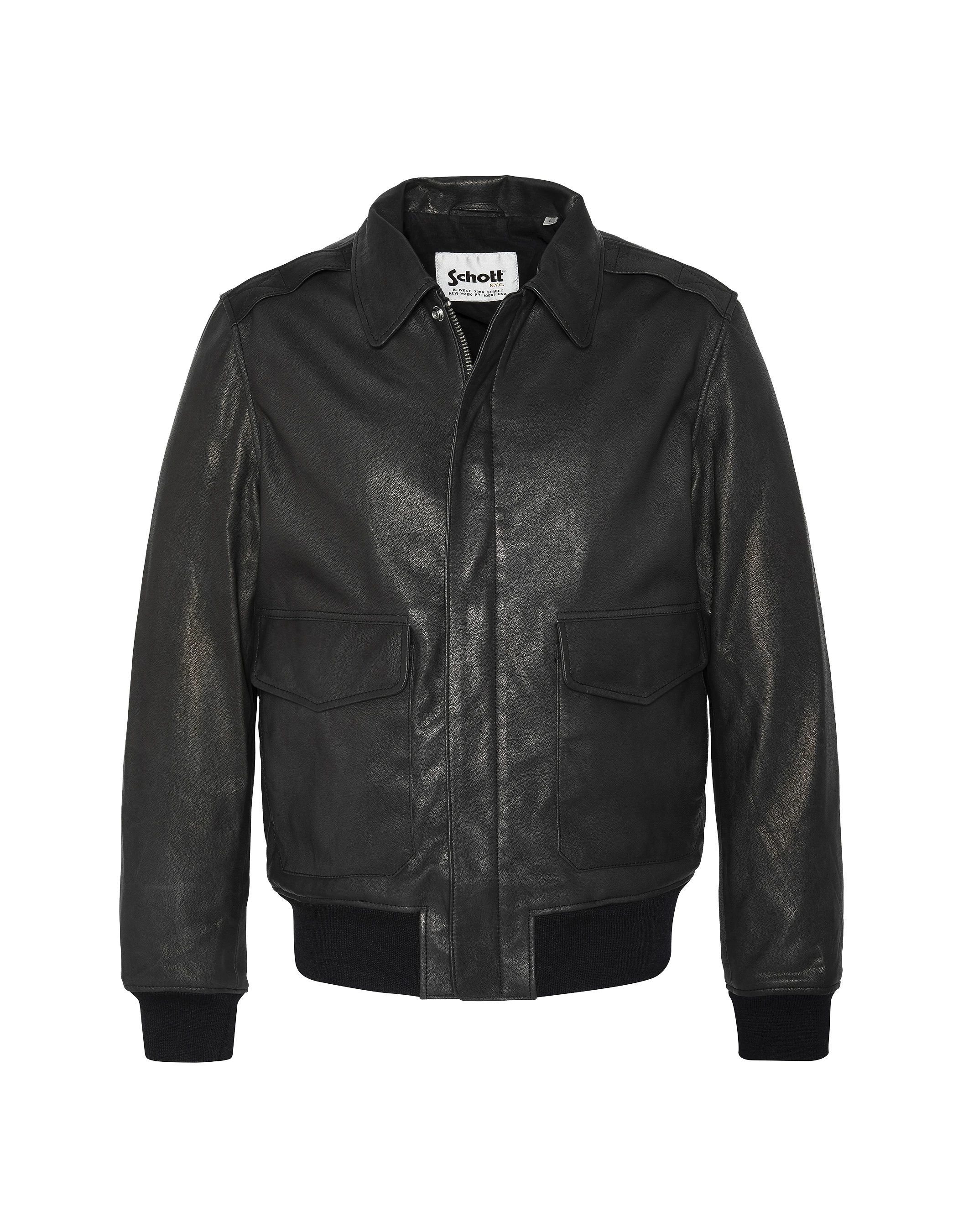 Black A-2 pilot jacket, goat leather-2