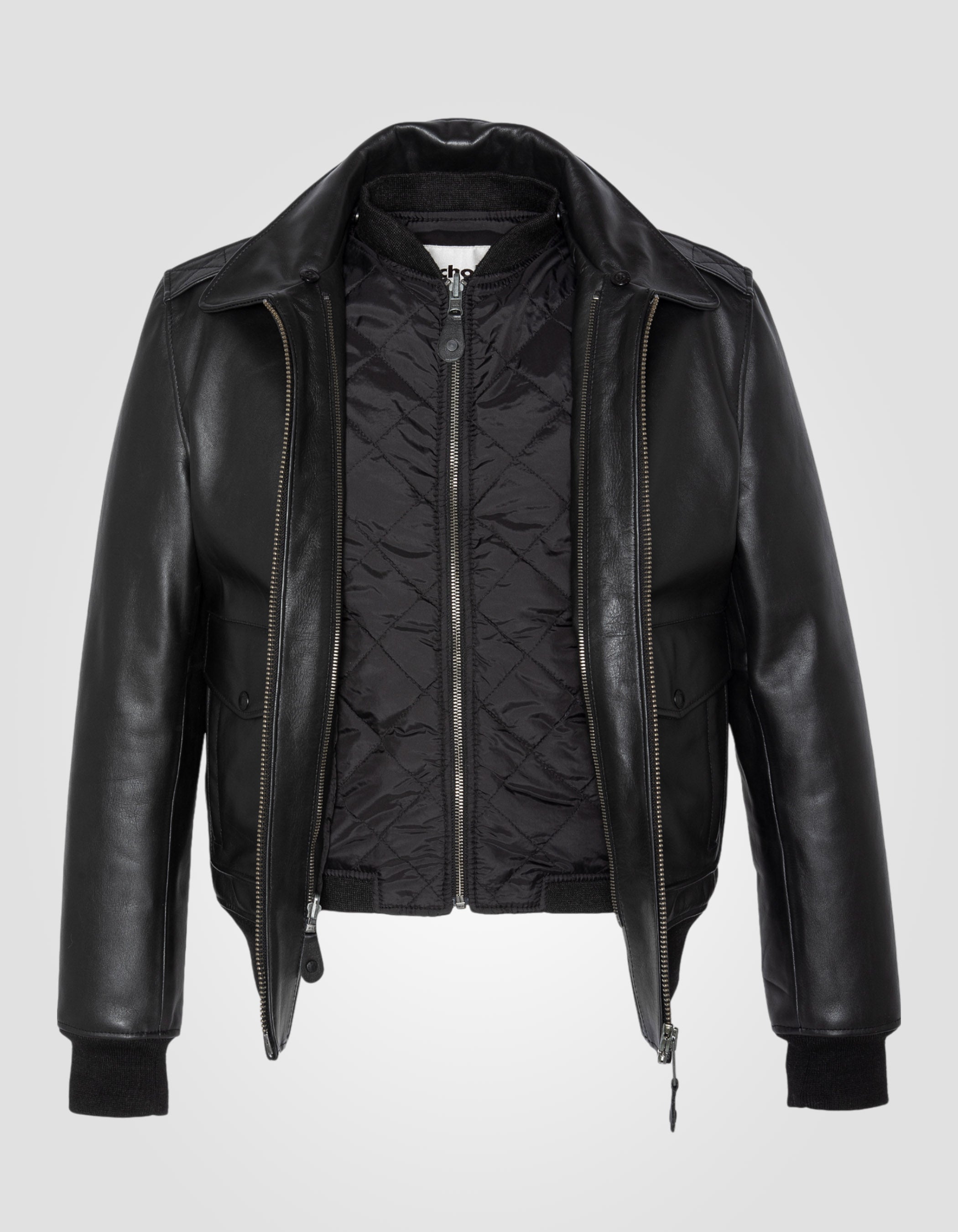 Type A -2 black pilot jacket with removable vest, cowhide leather