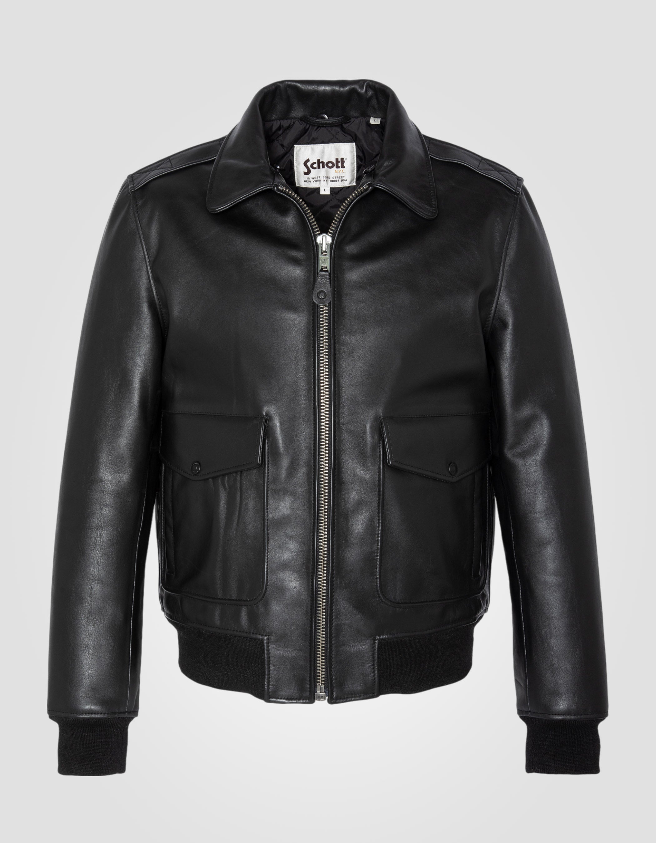 Schwarze A-2-Pilotjacke mit abnehmbar-10