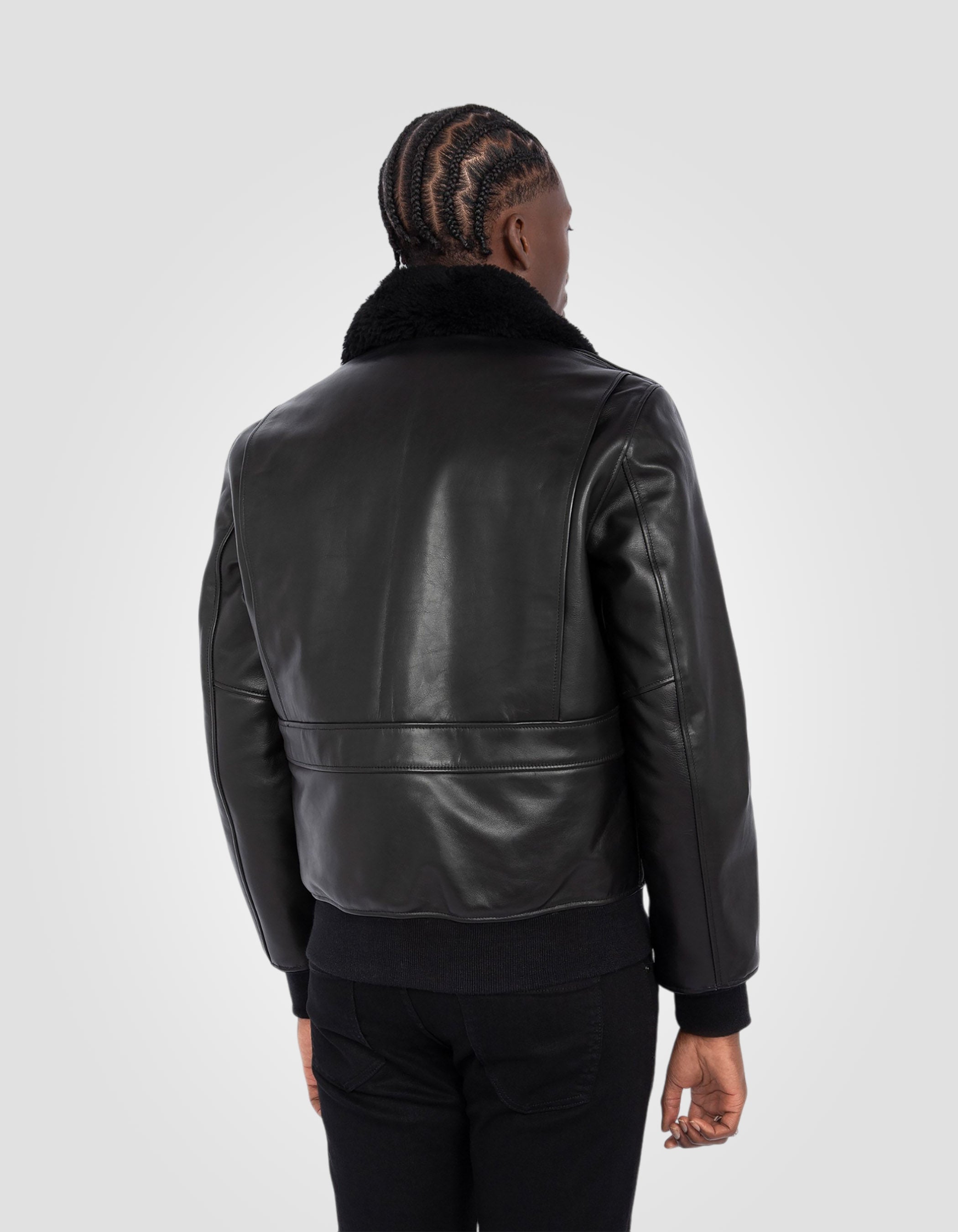 Schwarze A-2-Pilotjacke mit abnehmbar-7