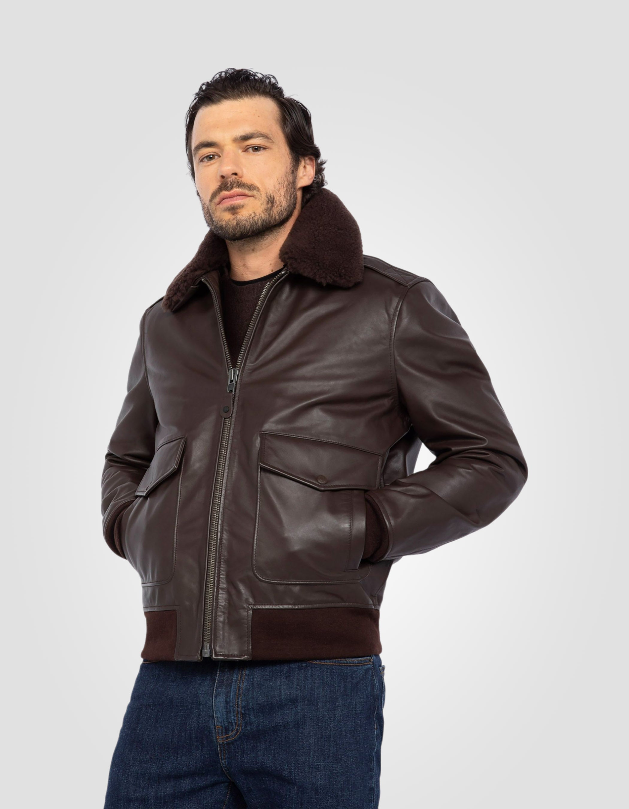 Type A -2 brown pilot jacket, cowhide leather lcflyw22x Schott