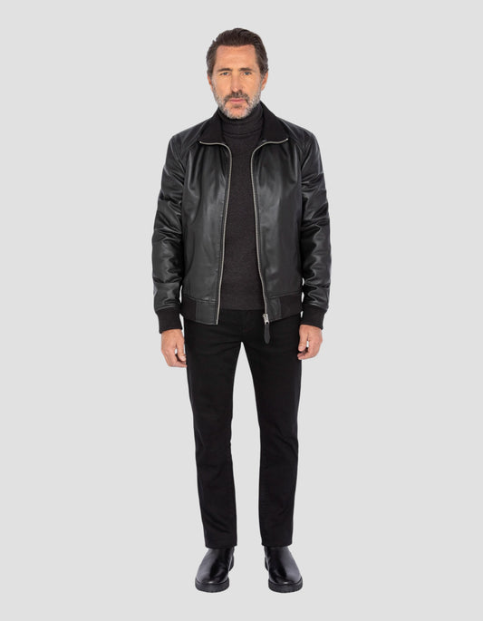 Mid -length black jacket, cowhide leather - lcmaine2 | Schott NYC®