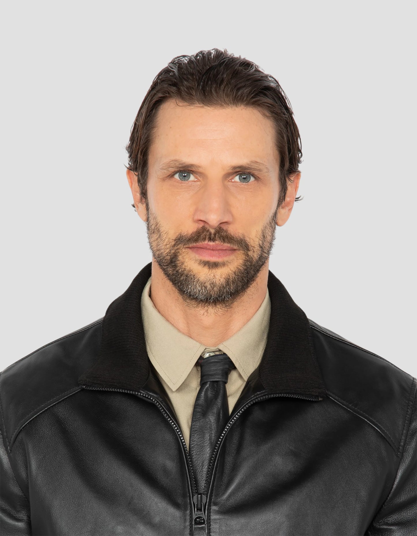 Blouson rétro full black, cuir d'agneau