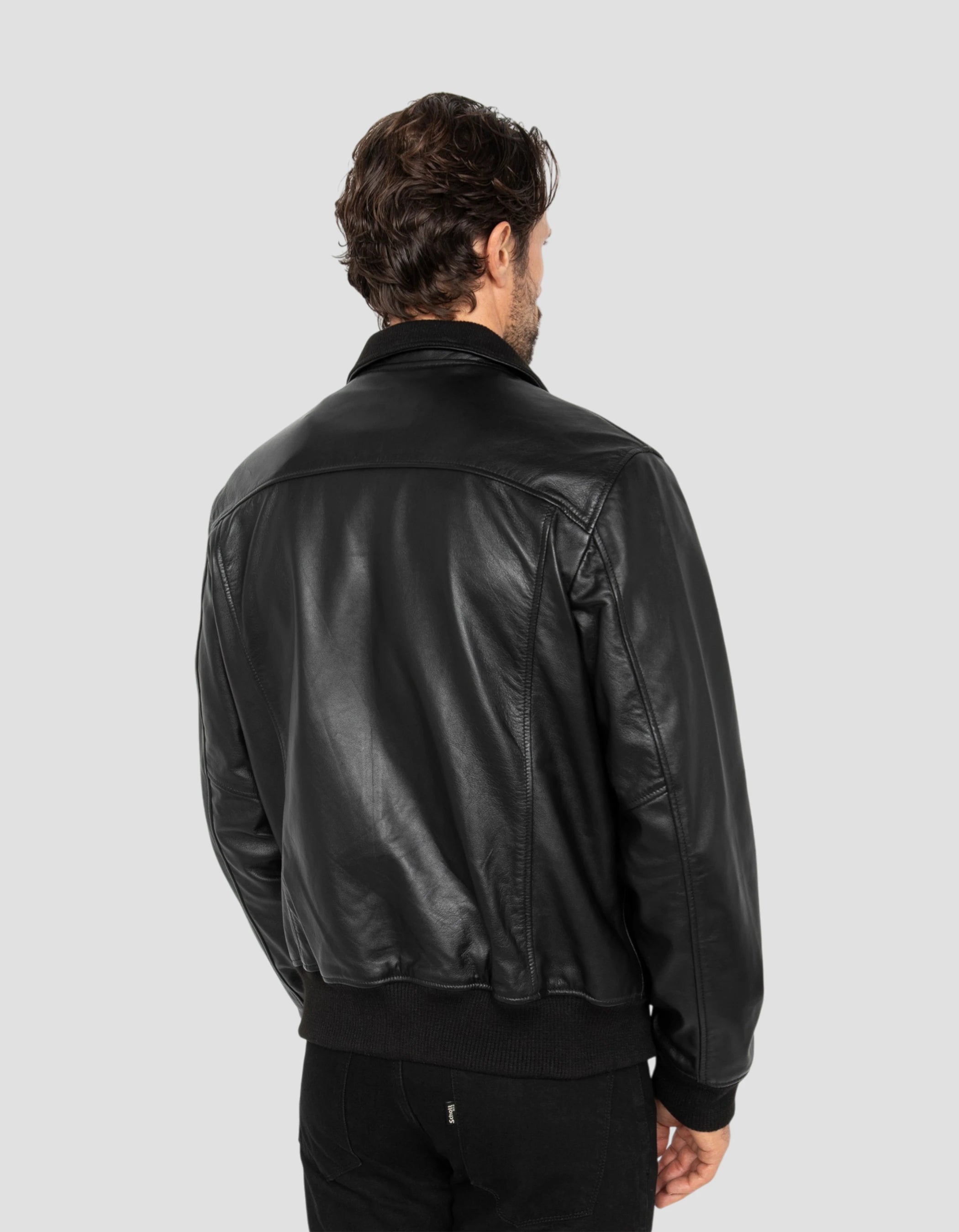 Blouson rétro full black, cuir d'agneau-6