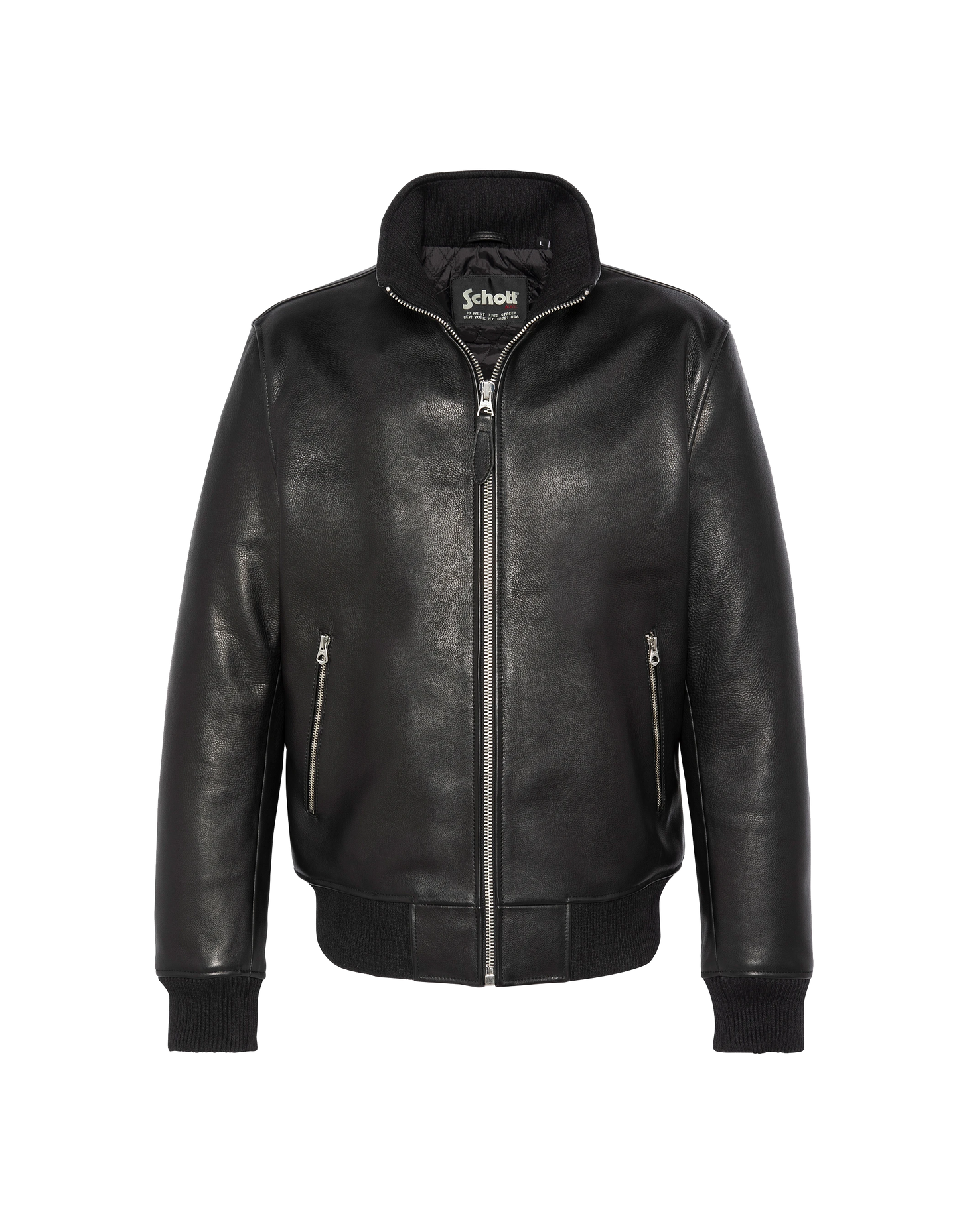 Blouson noir rétro, cuir de vachette grainé
