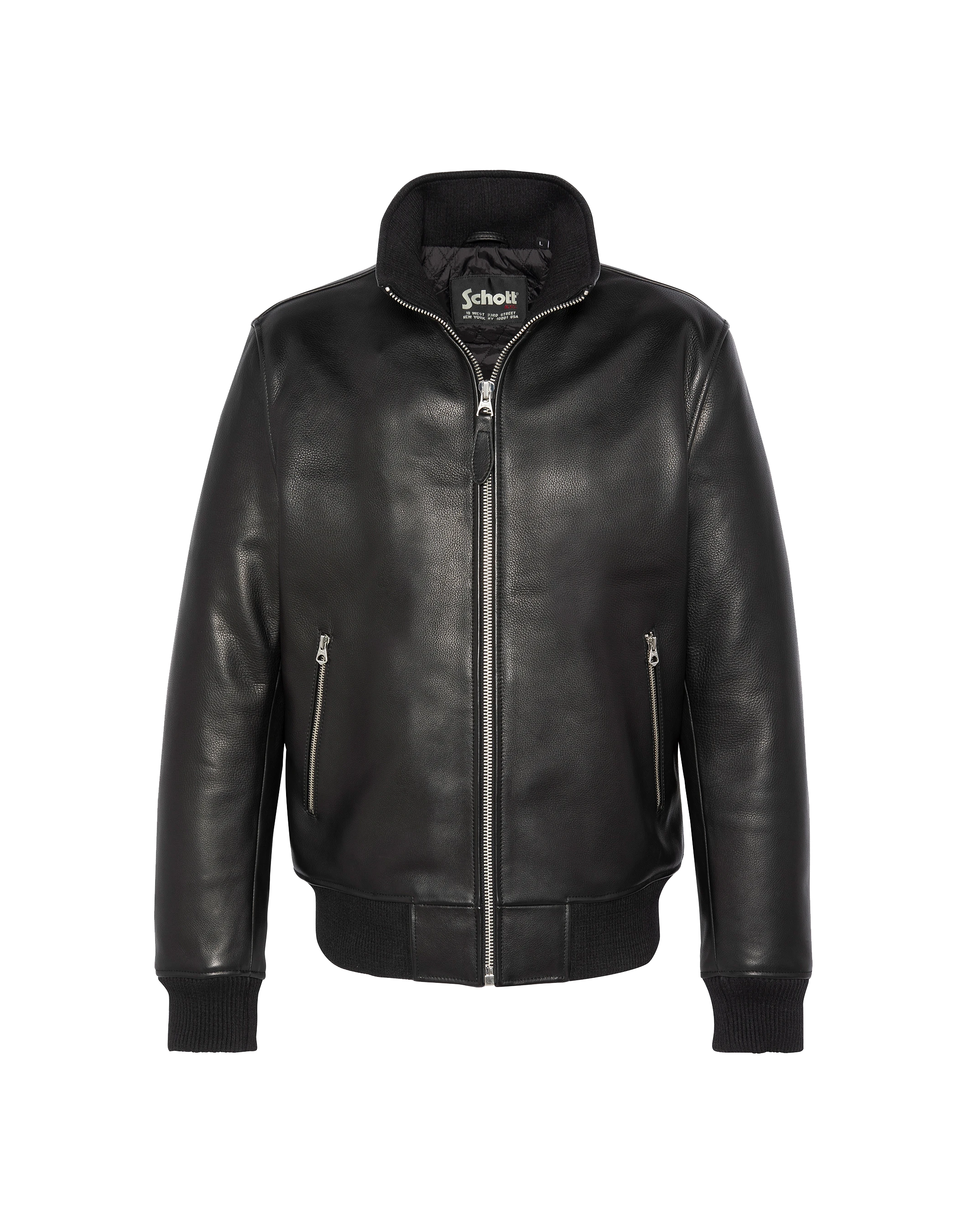 Blouson noir rétro, cuir de vachette grainé-2