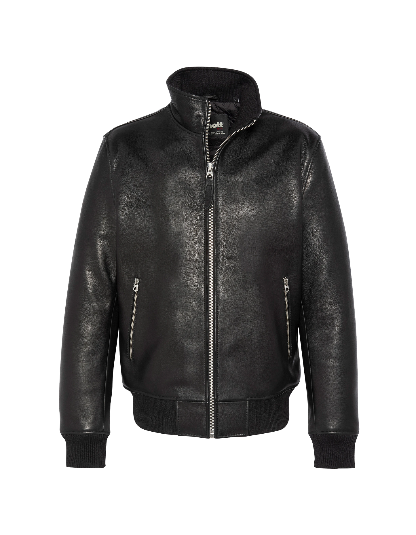 Blouson noir rétro, cuir de vachette grainé