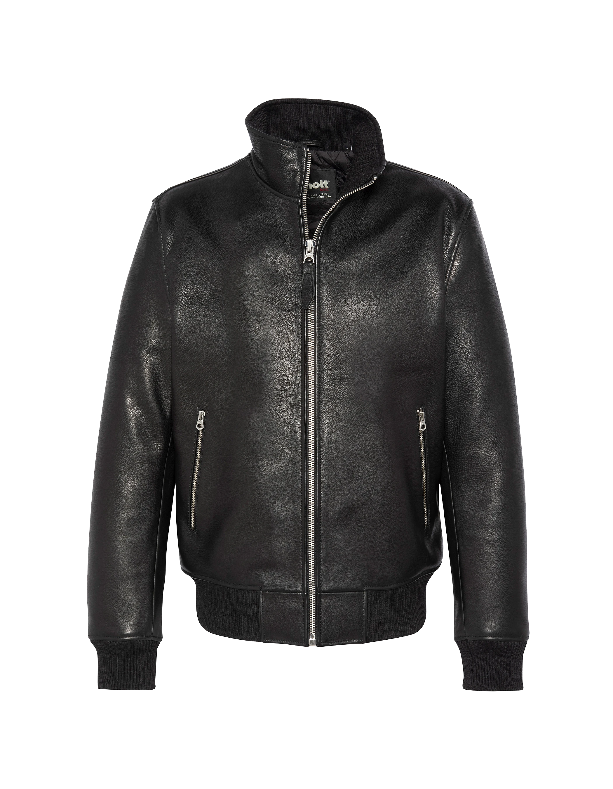 Blouson noir rétro, cuir de vachette grainé-7