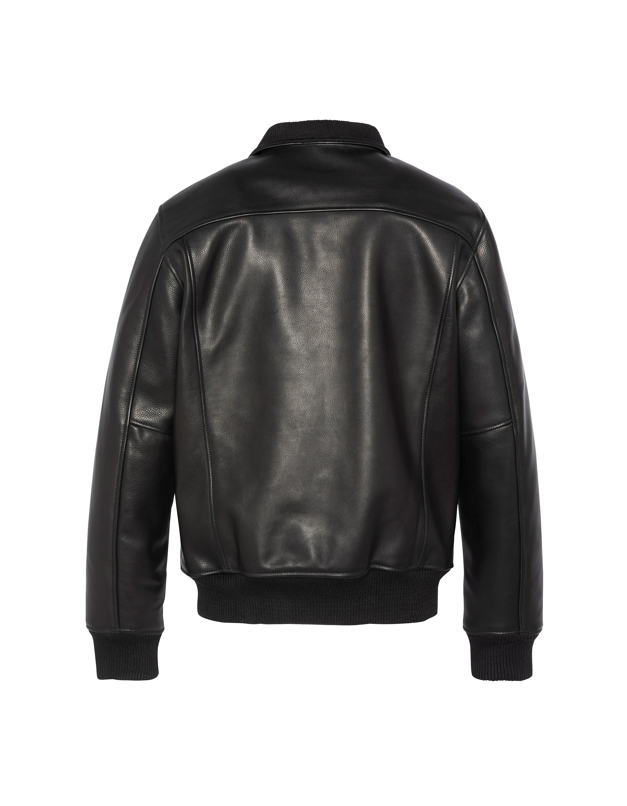 Blouson noir rétro, cuir de vachette grainé-8