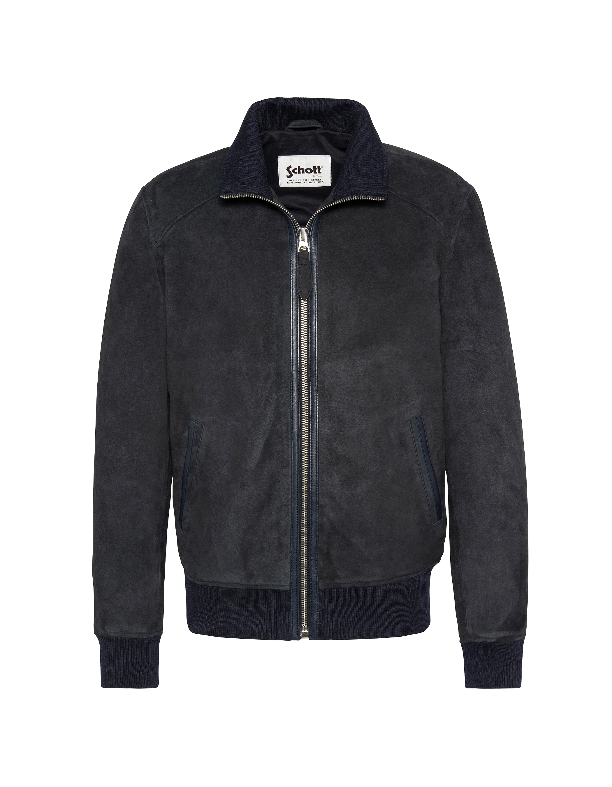 Retro navy blue jacket, goat suede-2