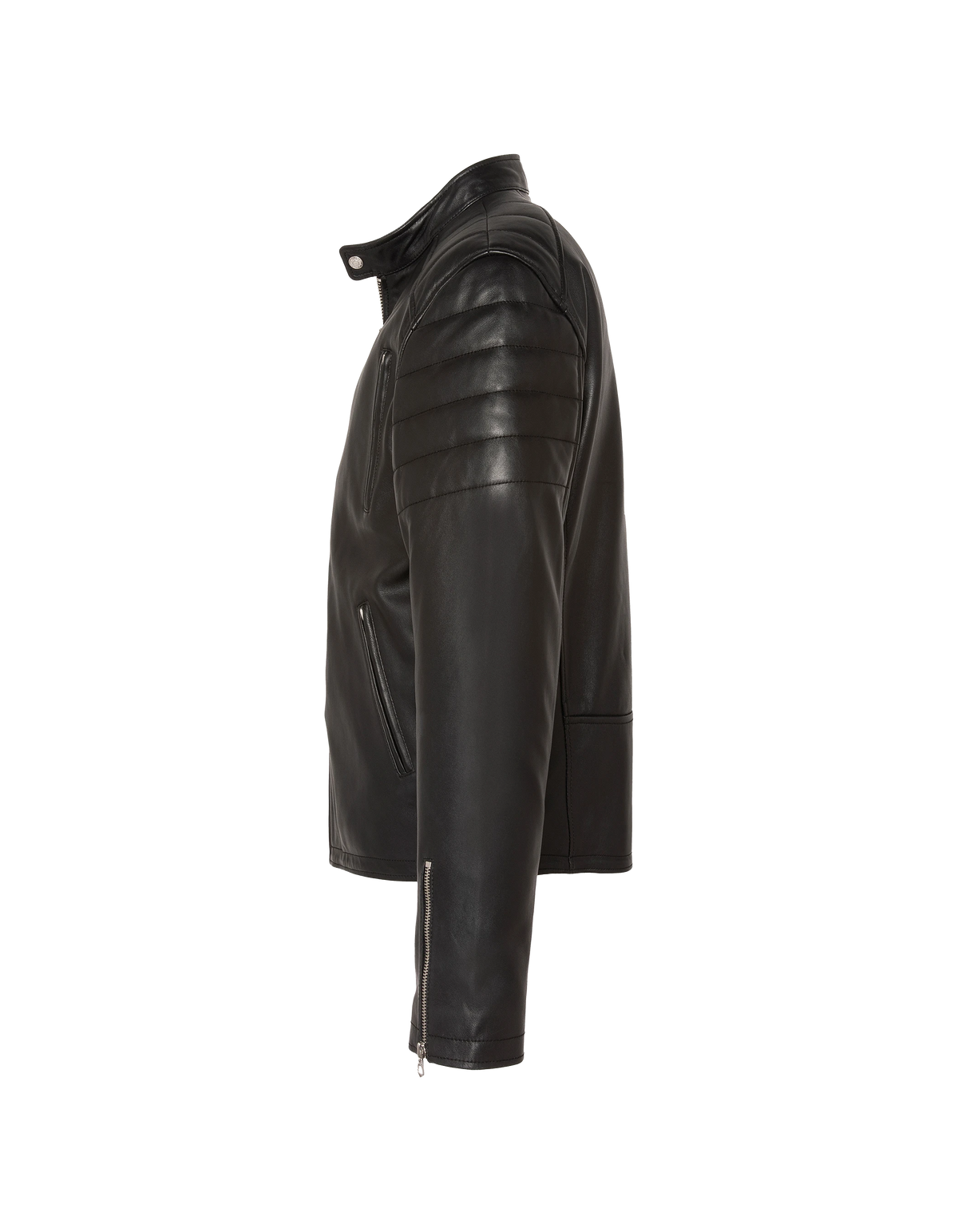 Blouson motard noir, cuir d'agneau