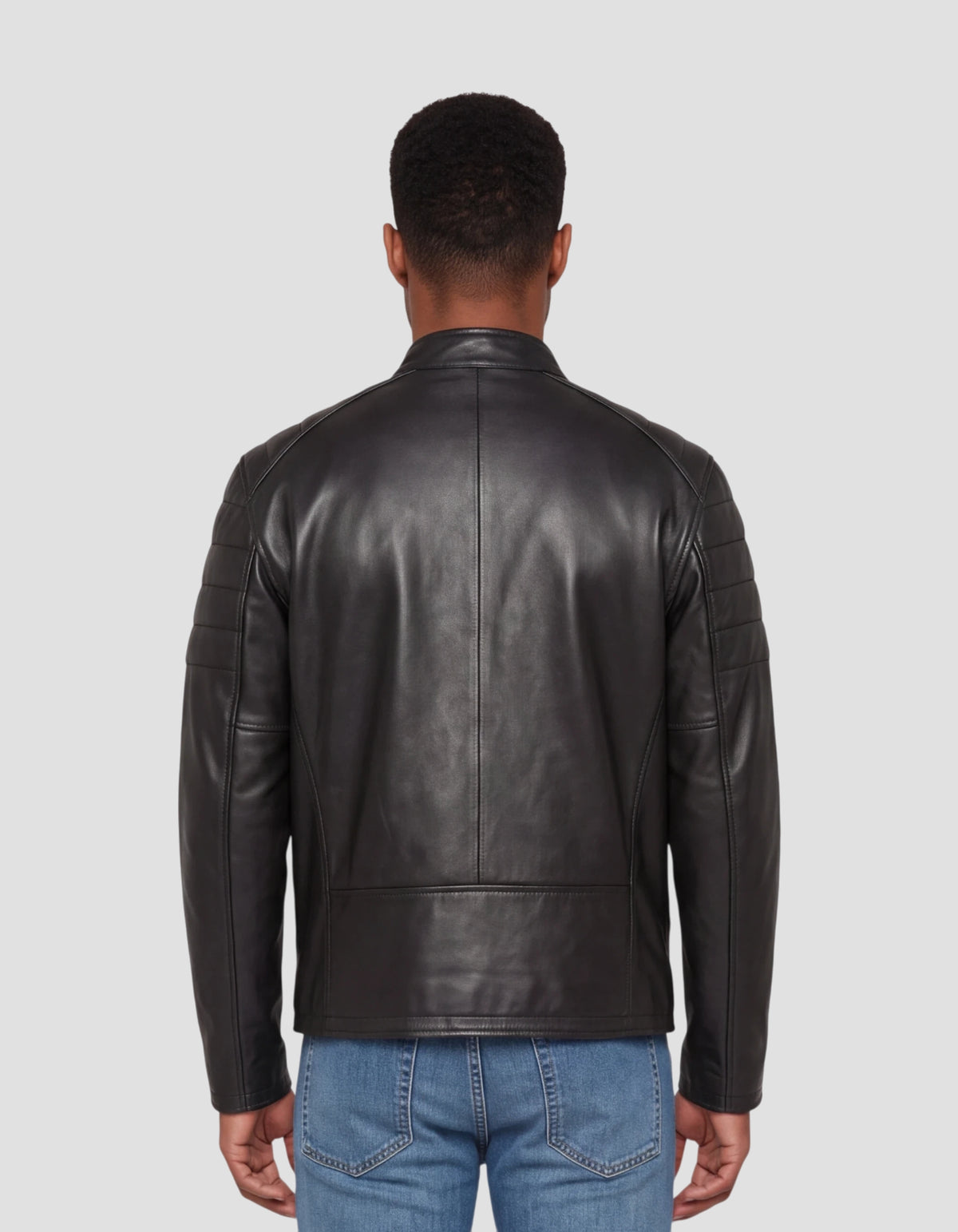 Blouson motard noir, cuir d'agneau-4