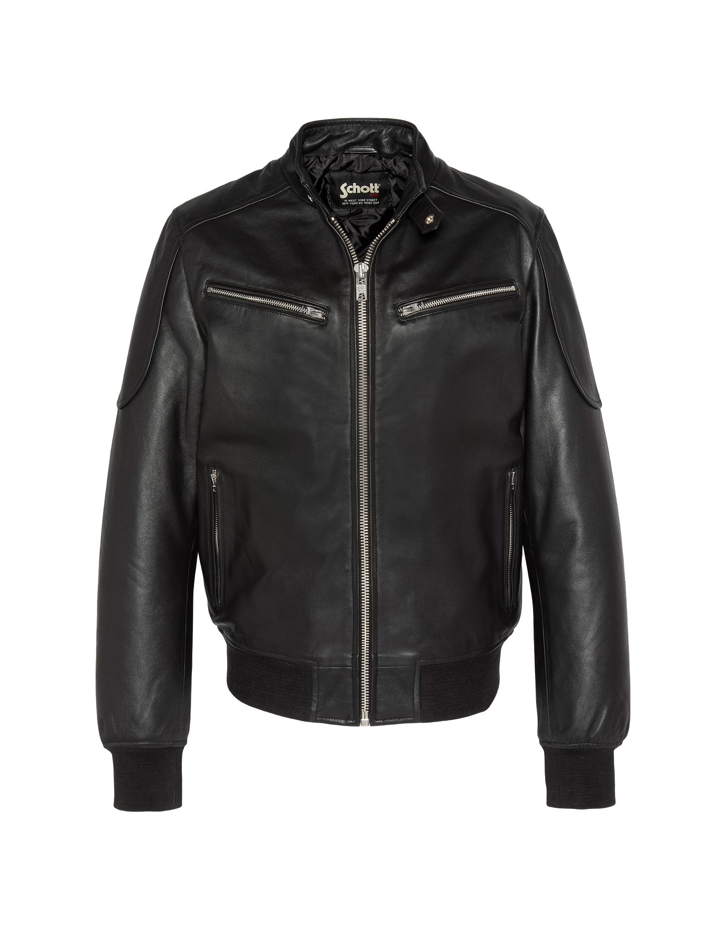 Giacca per motociclisti neri multipoche, pelle di agnello