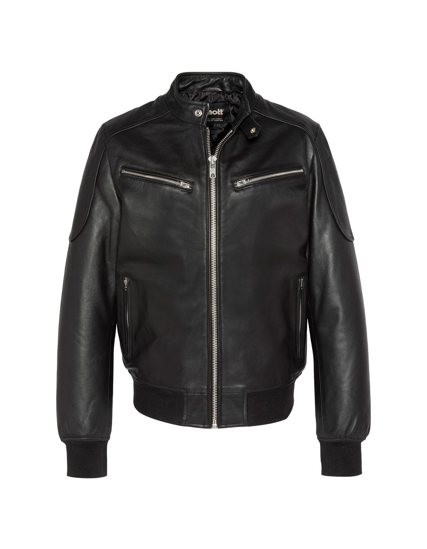 Giacca per motociclisti neri multipoche, pelle di agnello