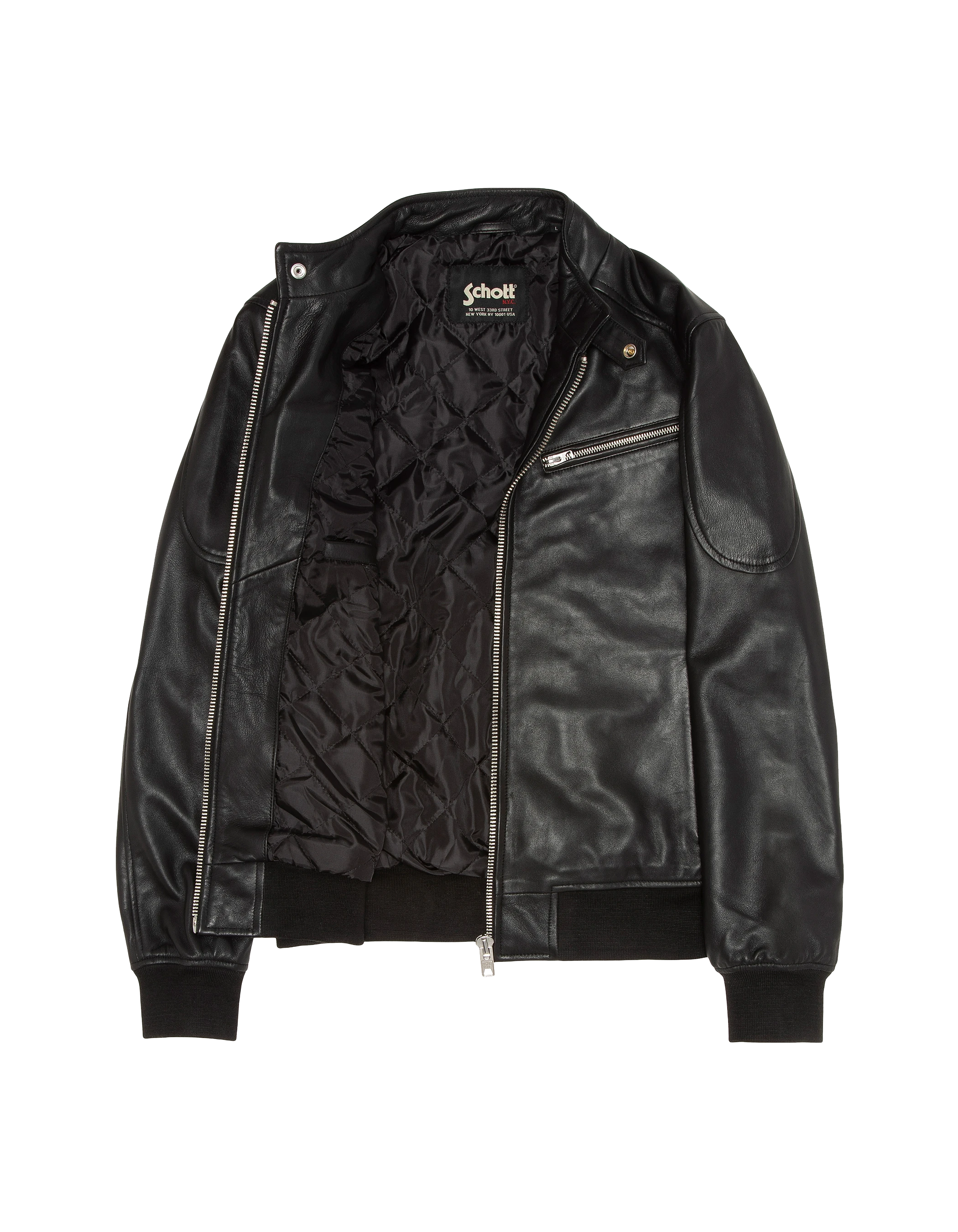 Giacca per motociclisti neri multipoche, pelle di agnello-7