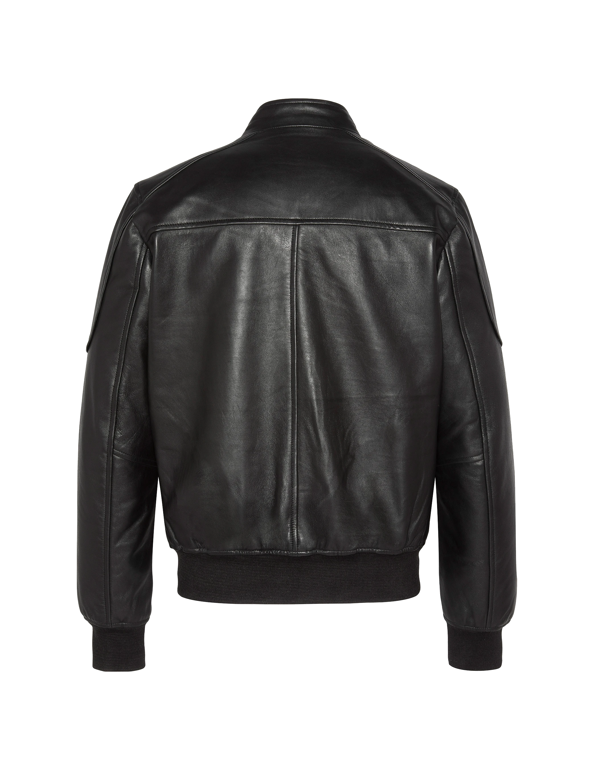 Giacca per motociclisti neri multipoche, pelle di agnello-8