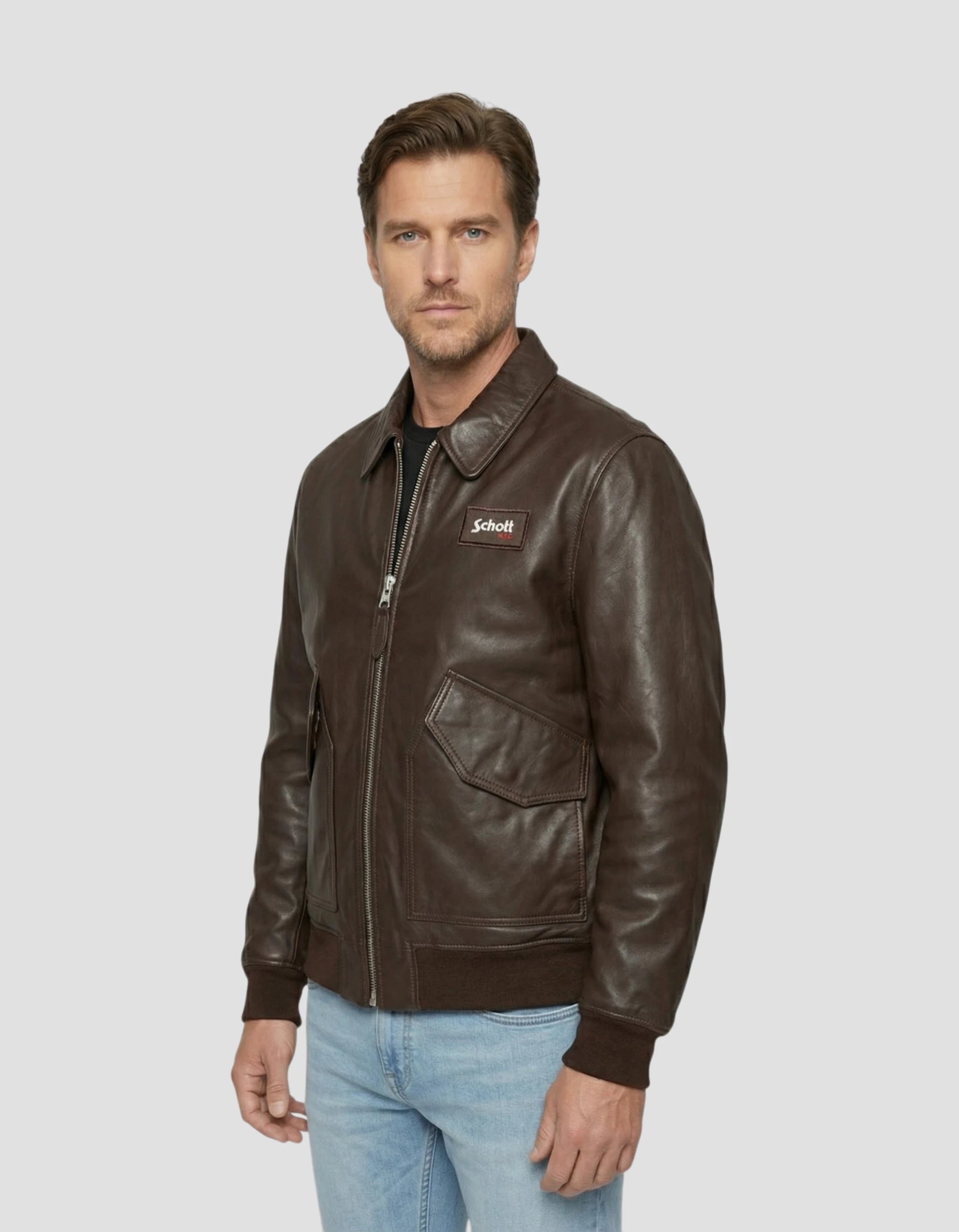 Schott ブラウン ジャケット 40 USA製 CWU brown jacket, lambskin leather - LCJET | Schott NYC®