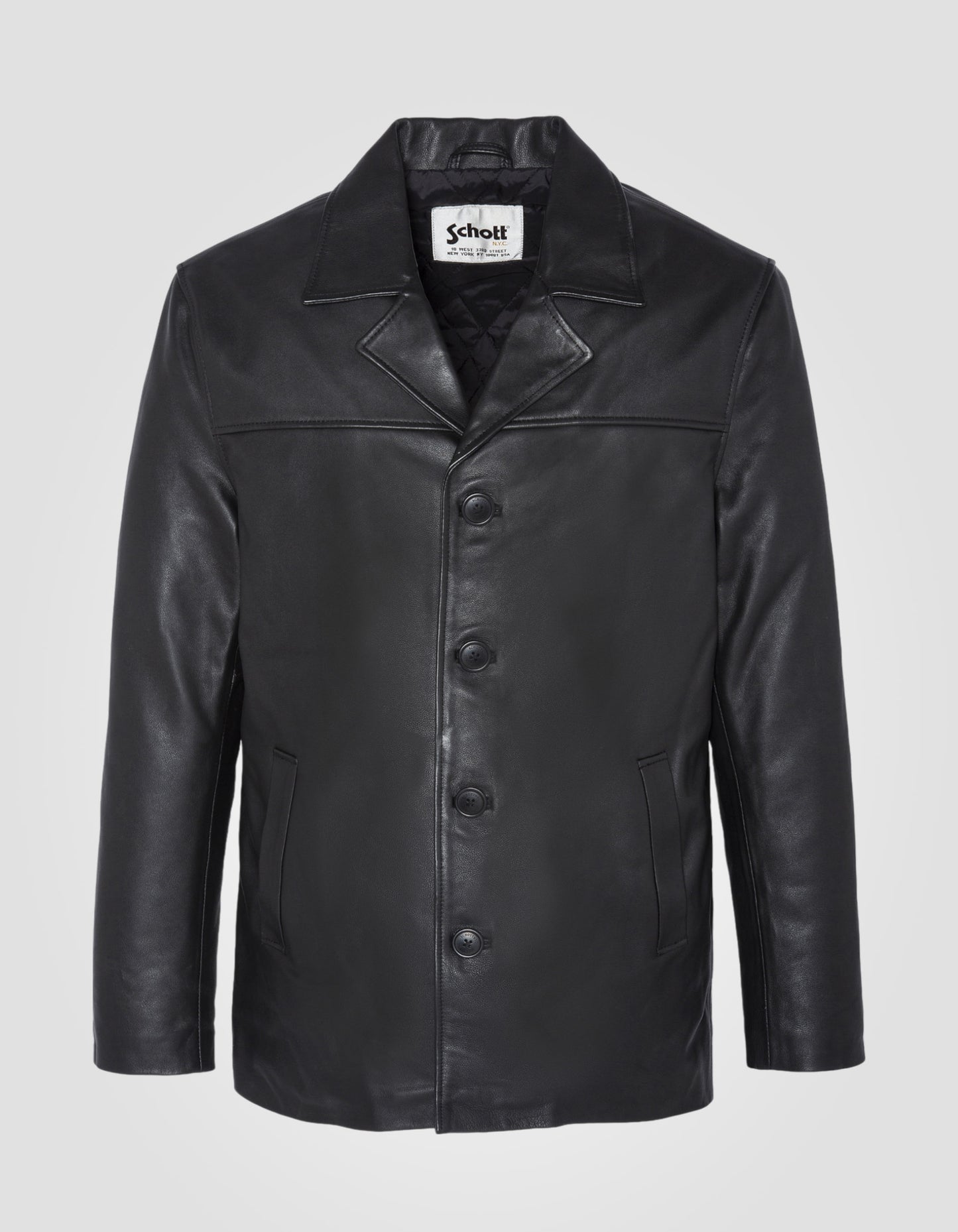 Reefer Jacket Leather Jacket Mid Length Mens Retro Style Real