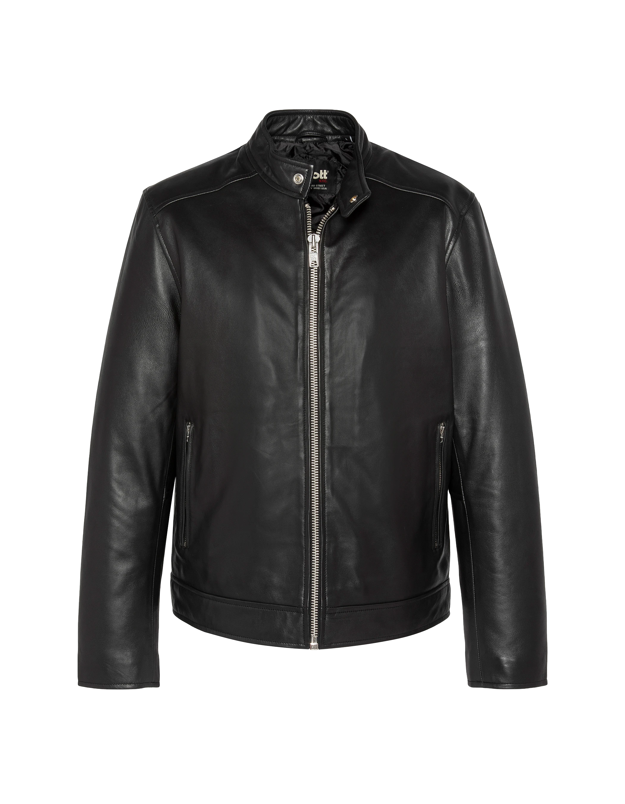 Giacca da motociclista nero, pelle di agnello-5