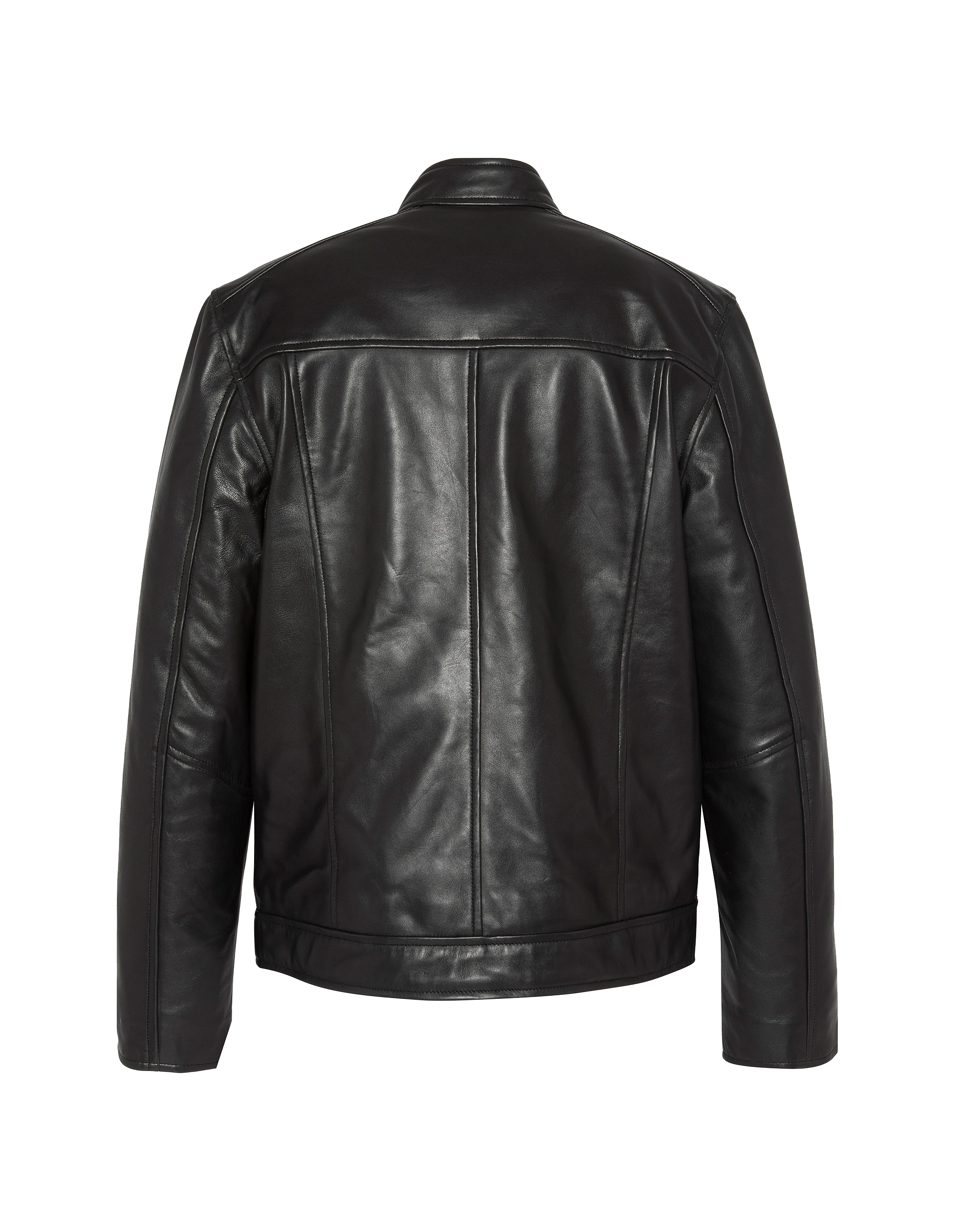 Giacca da motociclista nero, pelle di agnello-6